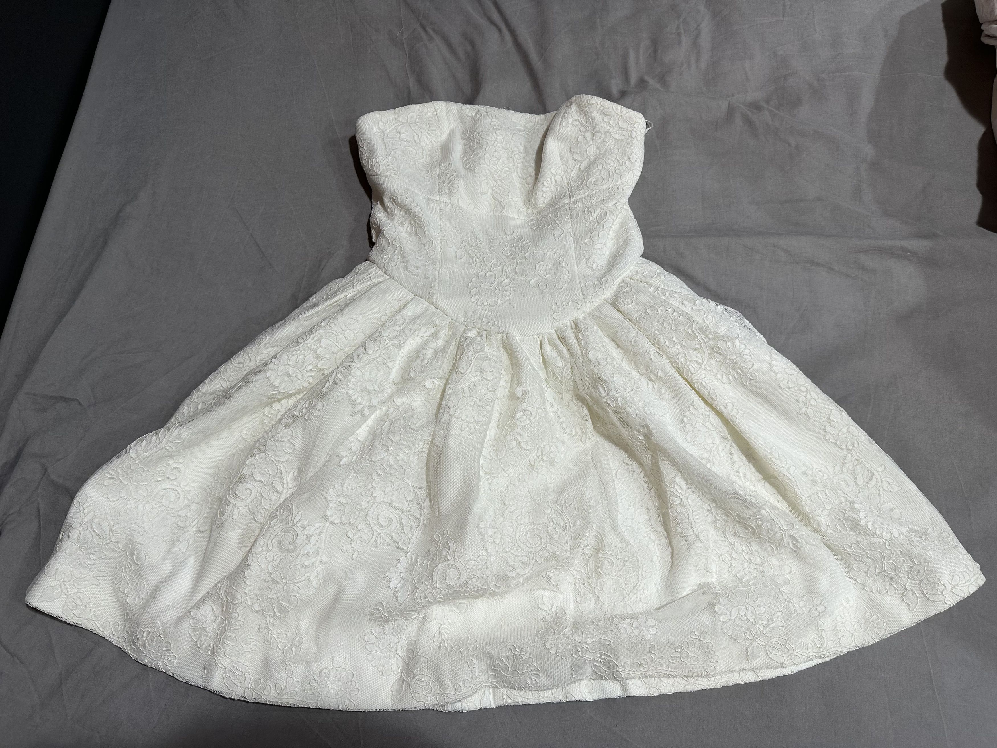 Self-Portrait Self Portrait Cream Lace Bandeau Mini Dress Size XS / US 0-2 / IT 36-38 - 2 Thumbnail