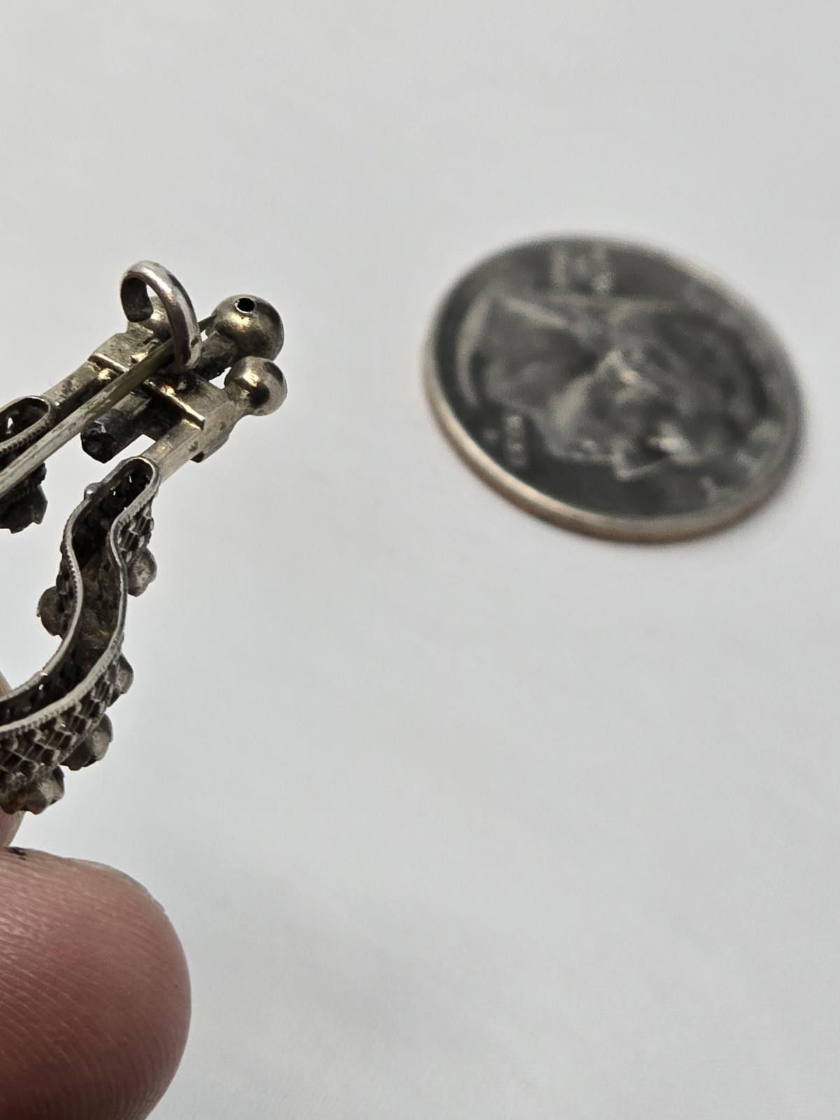 Antique Rivet Antique Victorian Sterling Silver Paste Brooch Navette Shape Size ONE SIZE - 2 Thumbnail