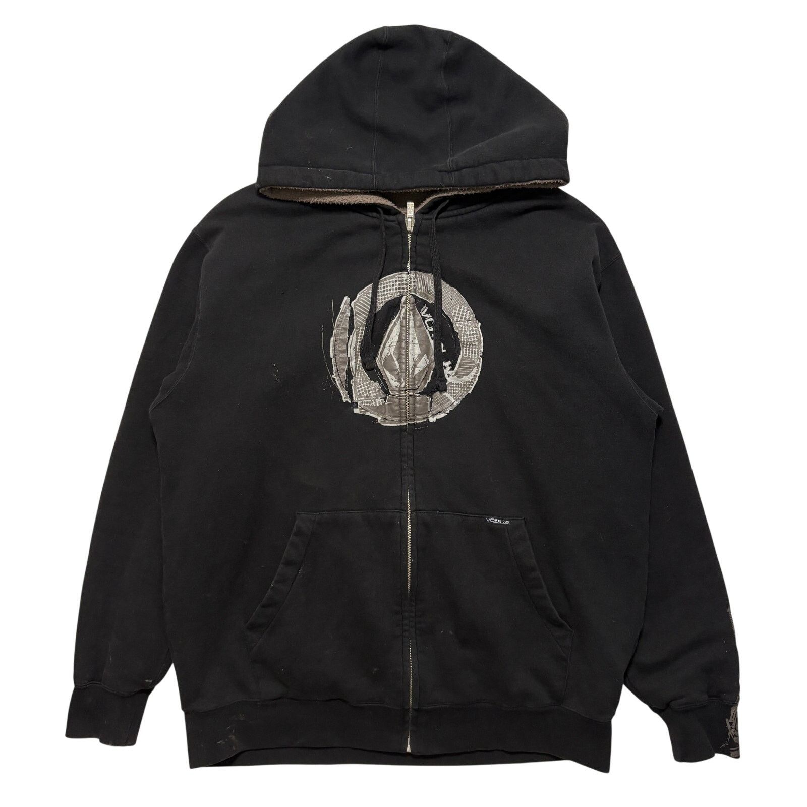 Volcom VTG Y2K 00's Volcom Center Logo Fleece Lined Zip Up Hoodie Size US M / EU 48-50 / 2 - 1 Thumbnail