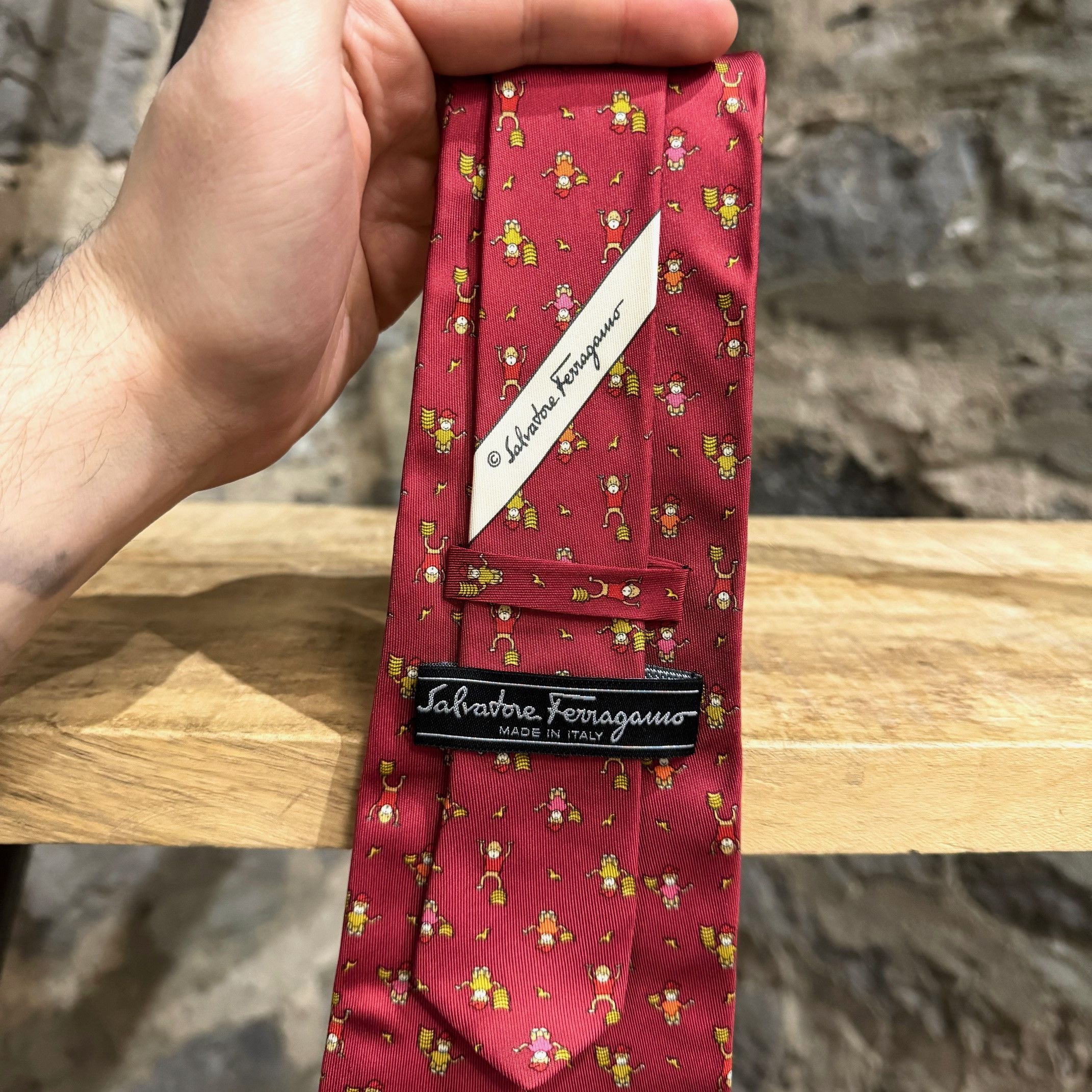 Salvatore Ferragamo Salvatore Ferragamo Burgundy Red Monkey Silk Tie Size ONE SIZE - 4 Thumbnail