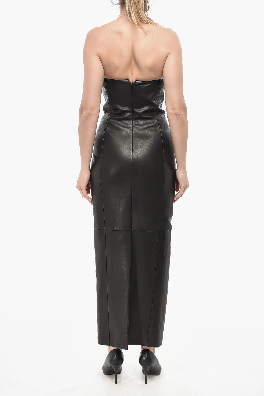 KHAITE og1mm0426 Leather Sheath Dress in Black Size S / US 4 / IT 40 - 2 Thumbnail