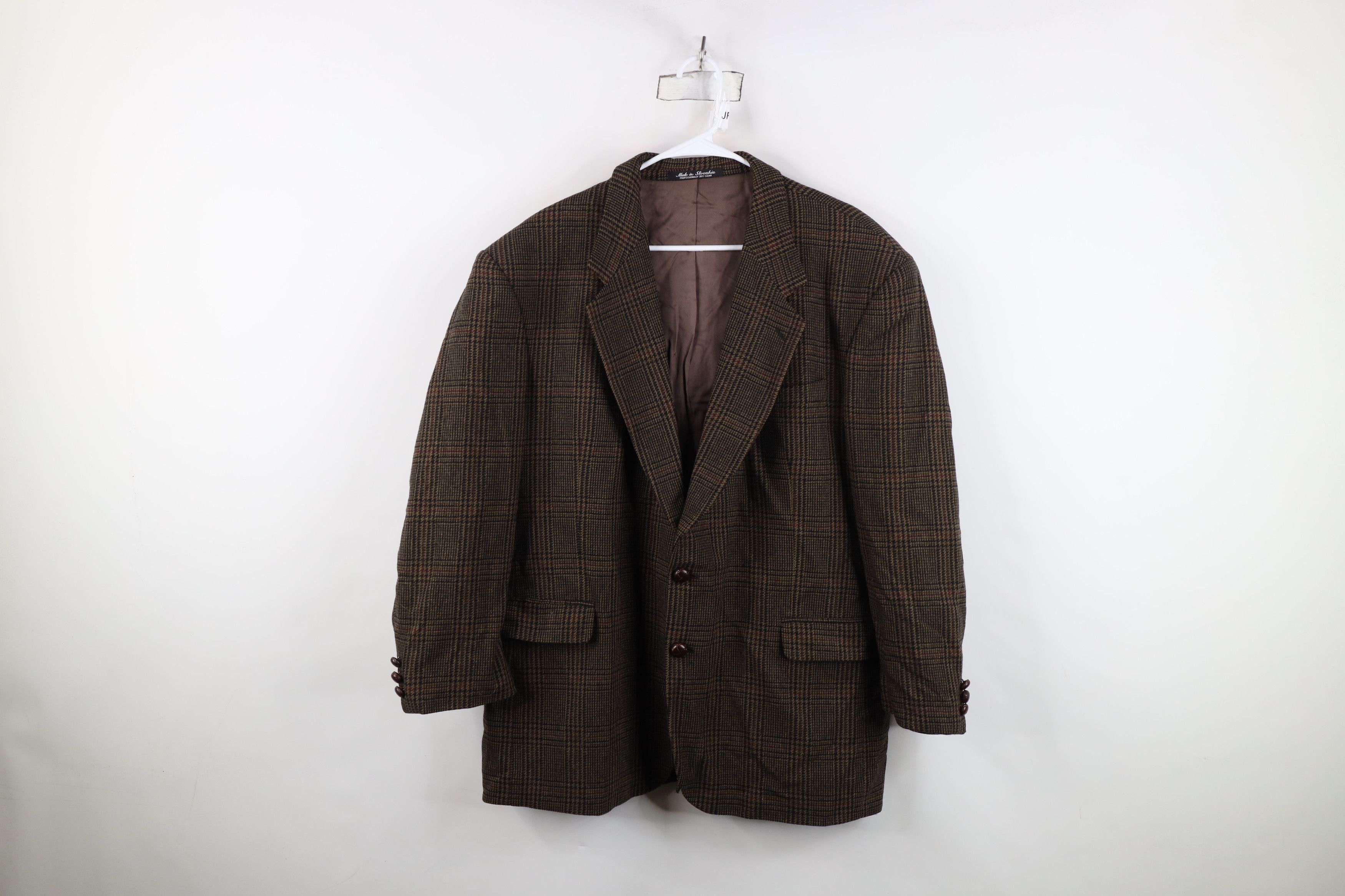 Vintage Vintage 90s Cashmere Houndstooth Suit Coat Blazer Jacket Size US XXL / EU 58 / 5 - 1 Thumbnail