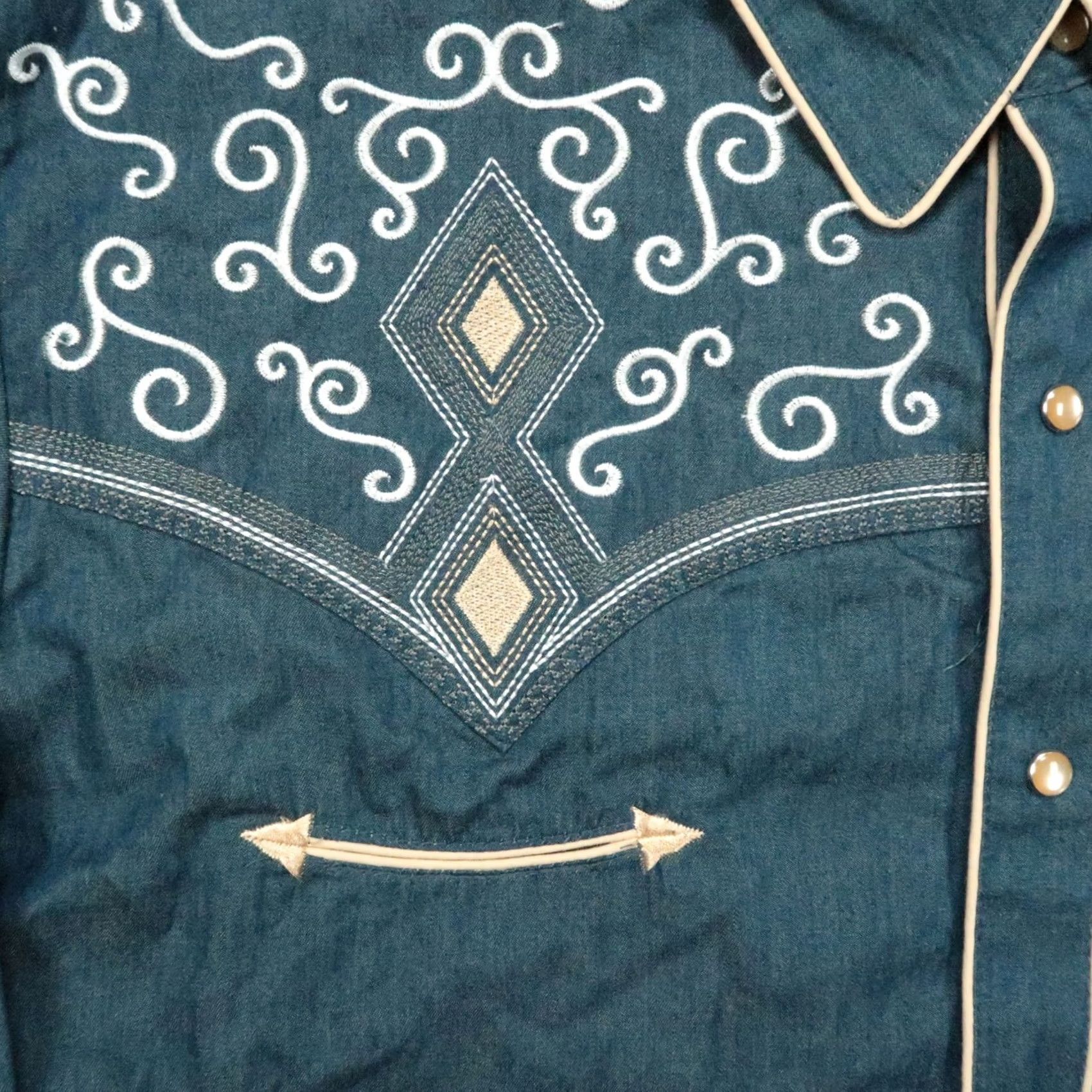 Scully VINTAGE Scully Shirt Mens XL Blue Western Pearl Snap Smile Pocket Cowboy Long Sleeve Size US XL / EU 56 / 4 - 4 Thumbnail