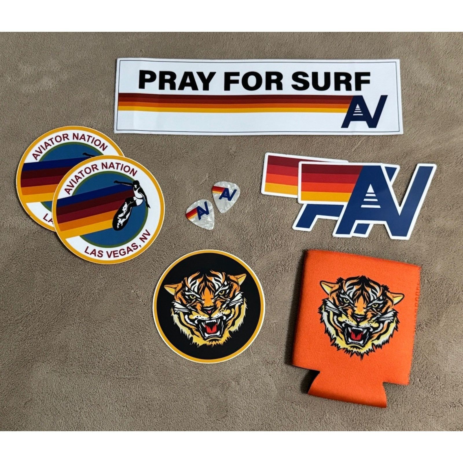 Aviator Nation AVIATOR NATION Stickers Tiger Koozie Guitar Picks Bundle Size ONE SIZE - 1 Thumbnail
