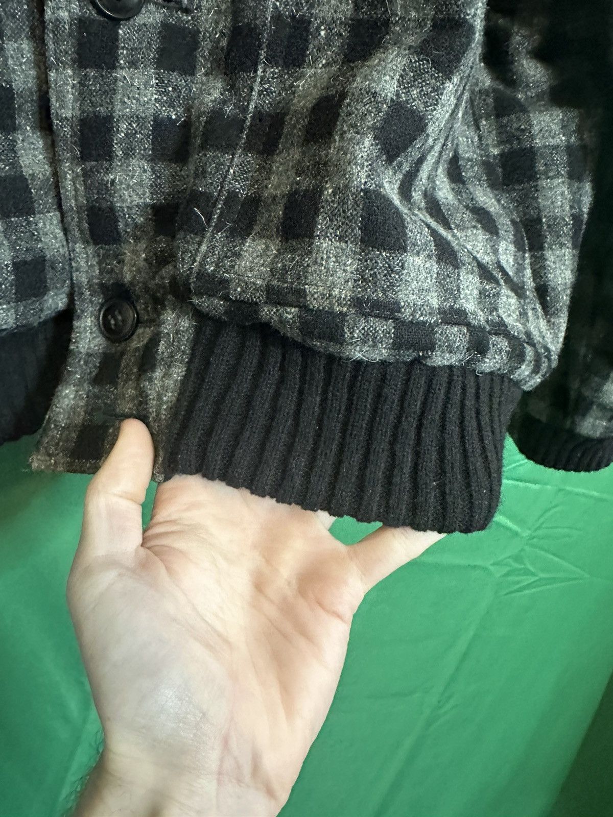 Designer 1970s vintage check cropped wool bomber / field jacket Size US XL / EU 56 / 4 - 5 Thumbnail