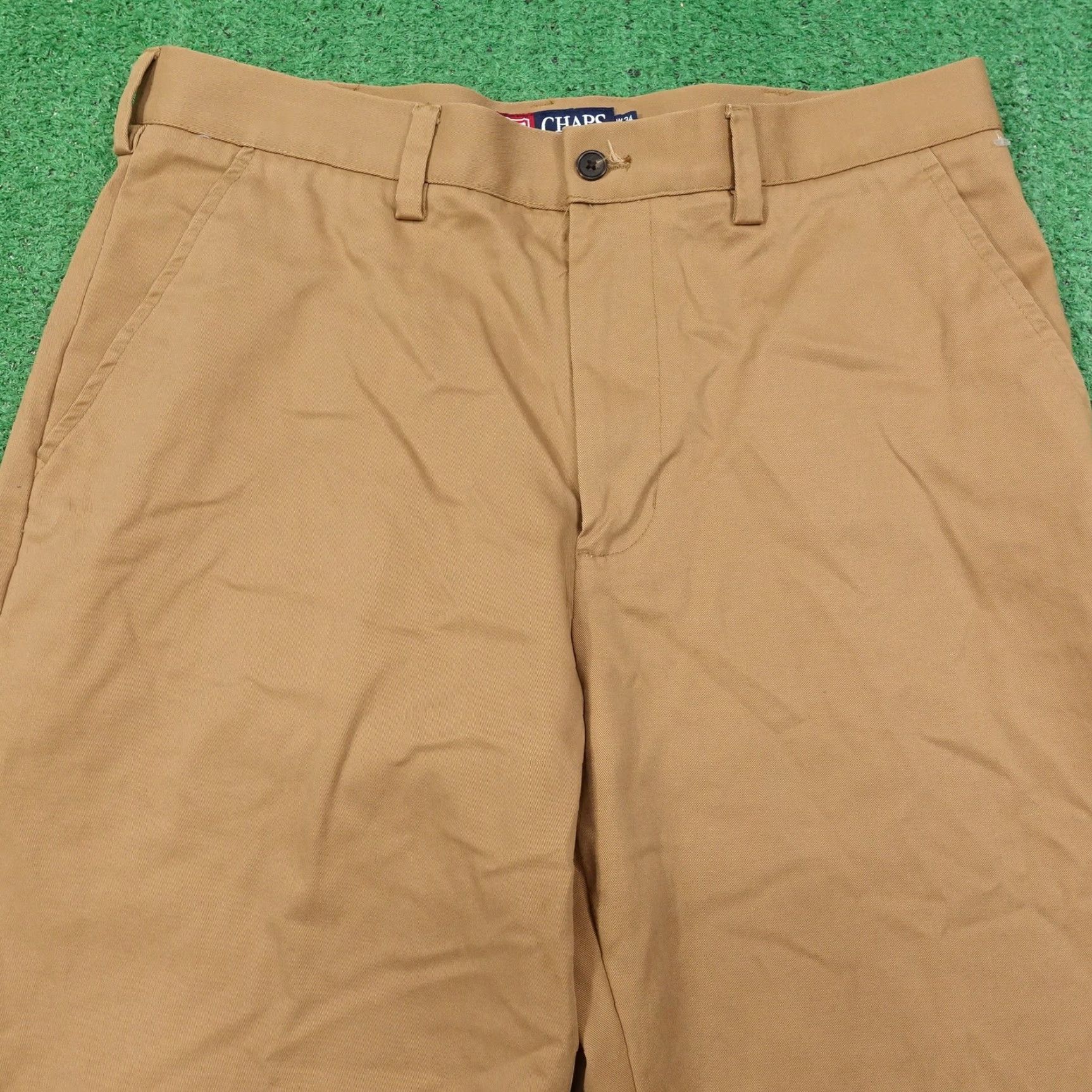 Chaps VINTAGE Chaps Pants Mens Casual Chino W34 L30 Khaki Cotton Flat Front Dress Business Casual Size US 34 / EU 50 - 2 Thumbnail