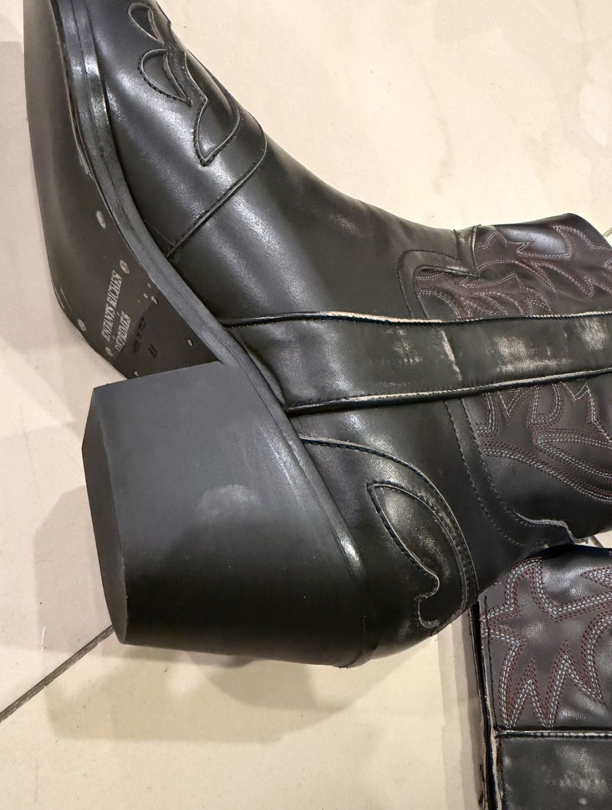Enfants Riches Deprimes Enfants Riches Déprimés Distressed Leather Cowboy Boots Size US 11 / EU 44 - 9 Thumbnail
