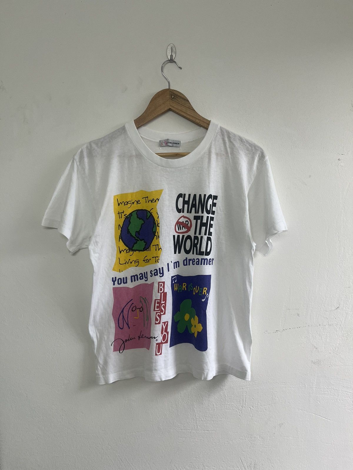 Band Tees × Vintage Vintage John Lennon The Beatles ‘Imagine’ Tshirt Size US S / EU 44-46 / 1 - 1 Thumbnail