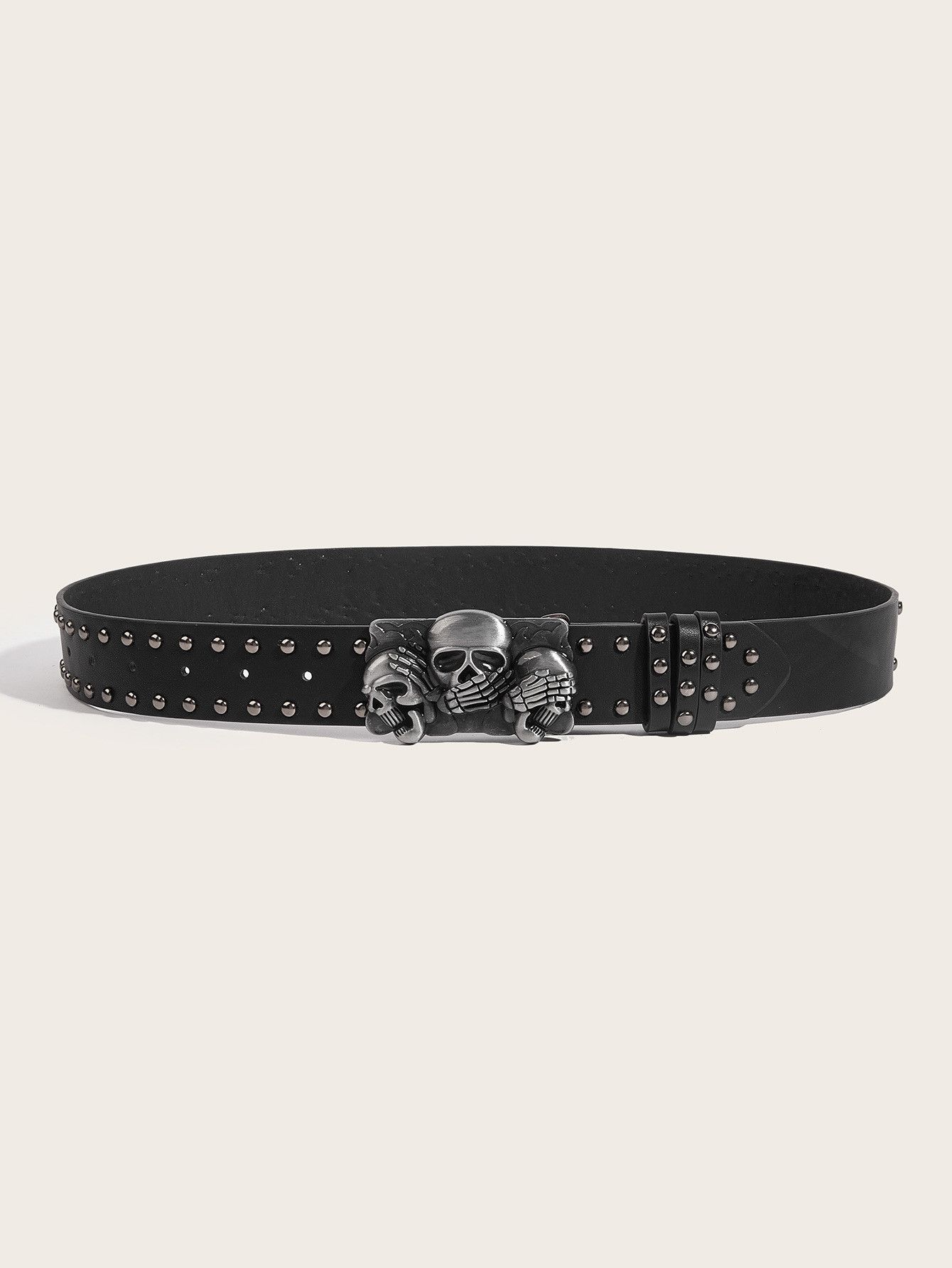 Other 105cm Punk PU Leather Belt Fashion Skull Belts Size ONE SIZE - 3 Thumbnail