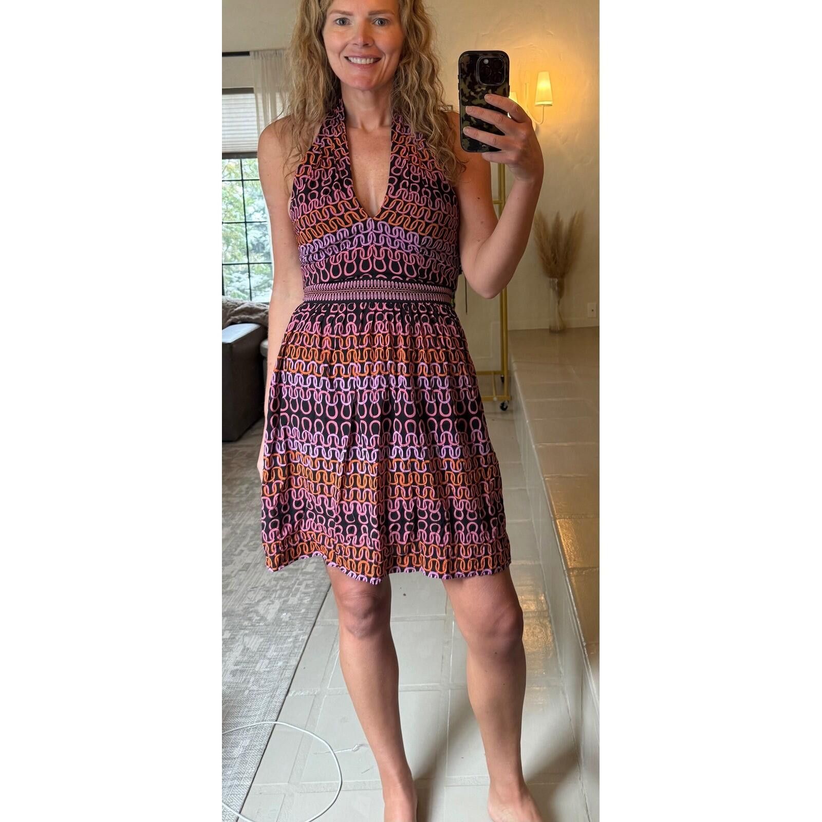 Trina Turk Trina Turk Pink Chain Link Halter Mini Dress 4 V-Neck Size S / US 4 / IT 40 - 10 Thumbnail