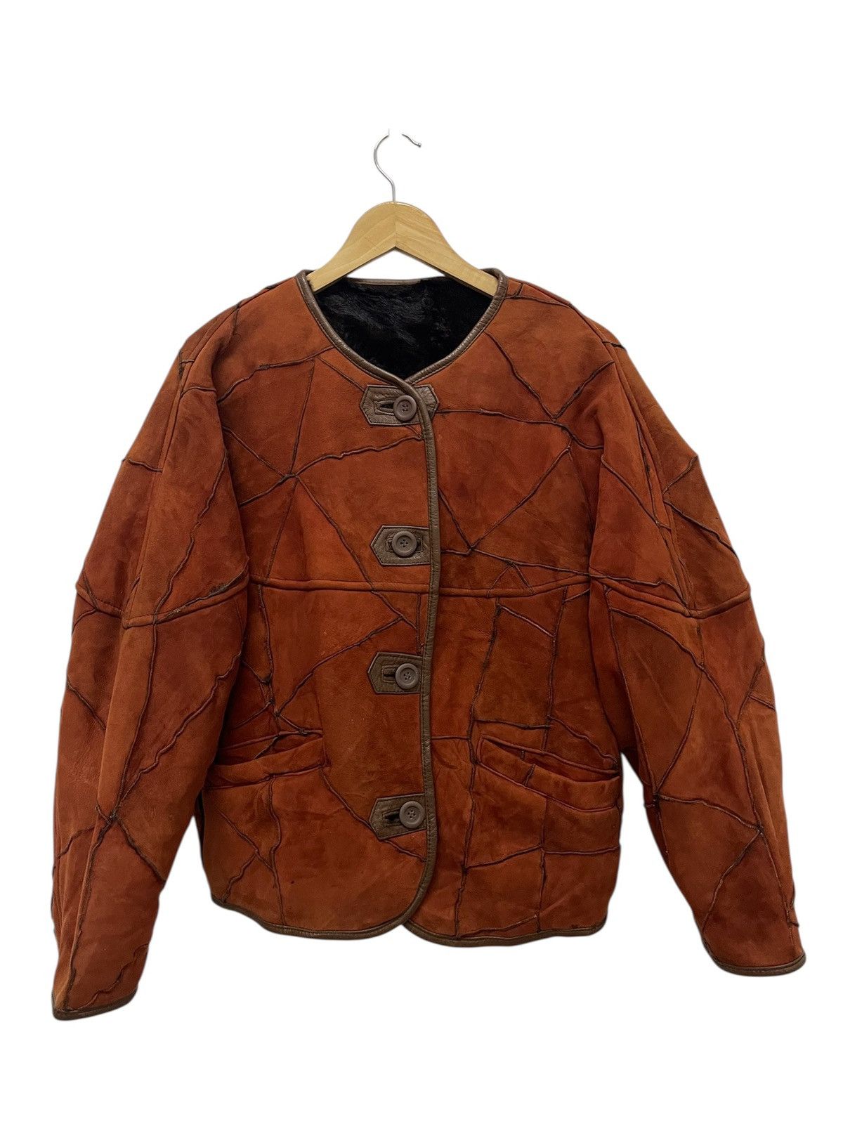 Vintage PATCHWORK LAMBSKIN CROP Jacket Hai Sporting Gear