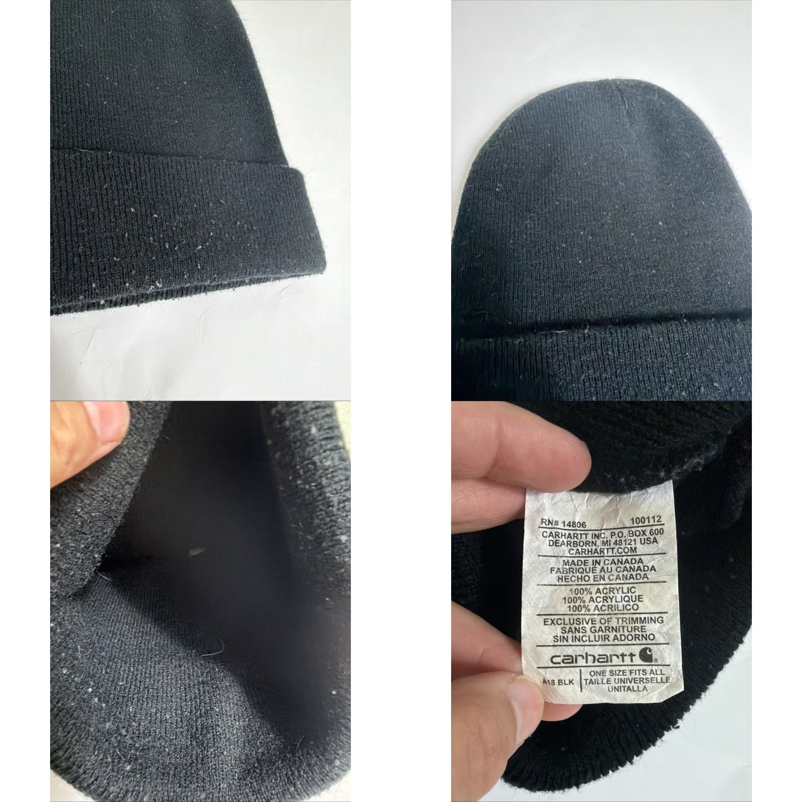 Carhartt Carhartt Beanie One Size 100% Acrylic Black Mens Size ONE SIZE - 8 Thumbnail