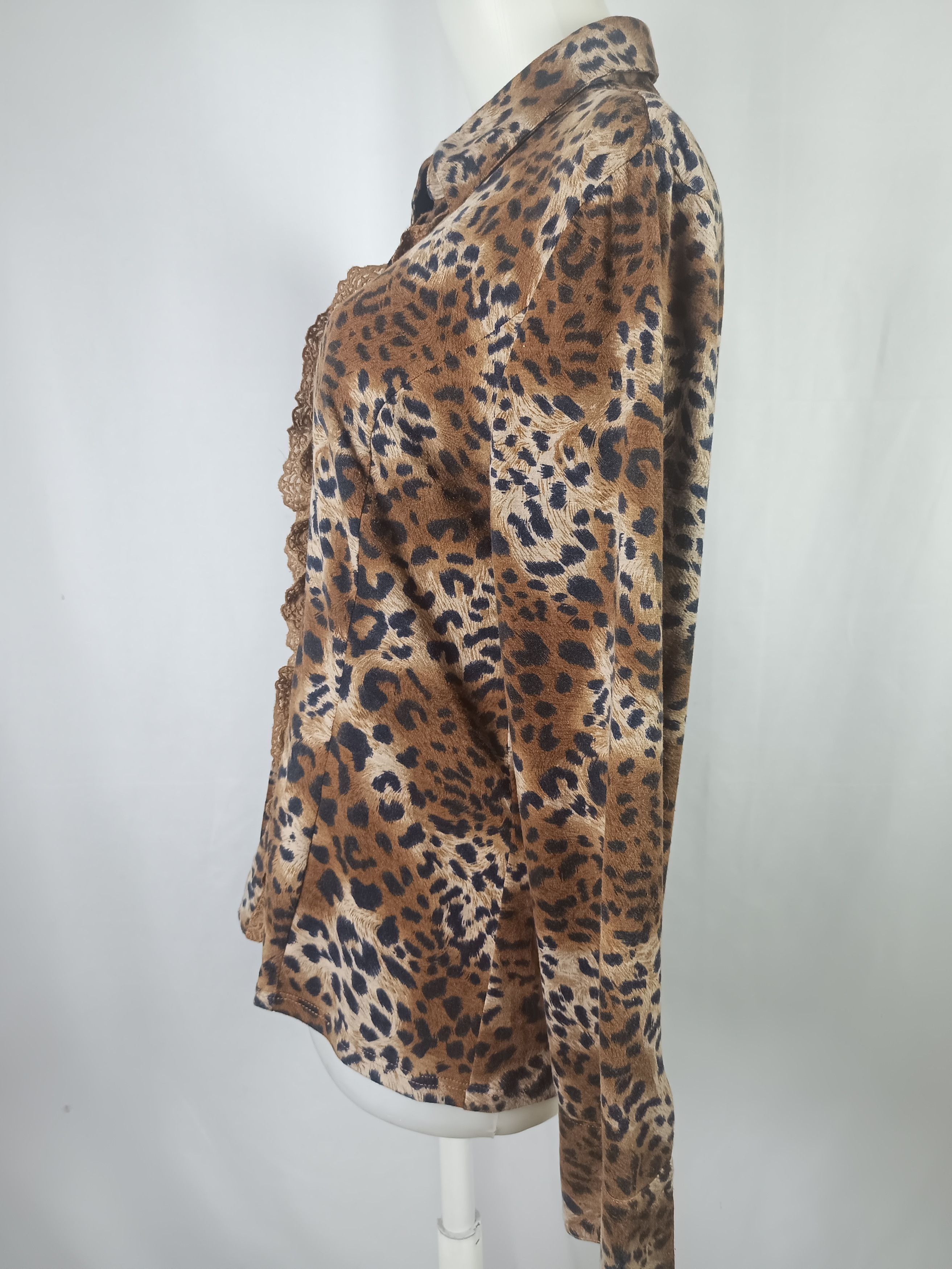 The Unbranded Brand FABIO FERRETTI Leopard Lace Shirt Size M / US 6-8 / IT 42-44 - 13 Thumbnail