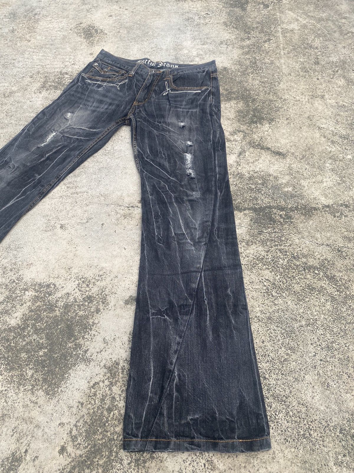 If Six Was Nine × Japanese Brand Flare Jeans Antful Distressed Clawmark Splash Size US 30 / EU 46 - 2 Thumbnail