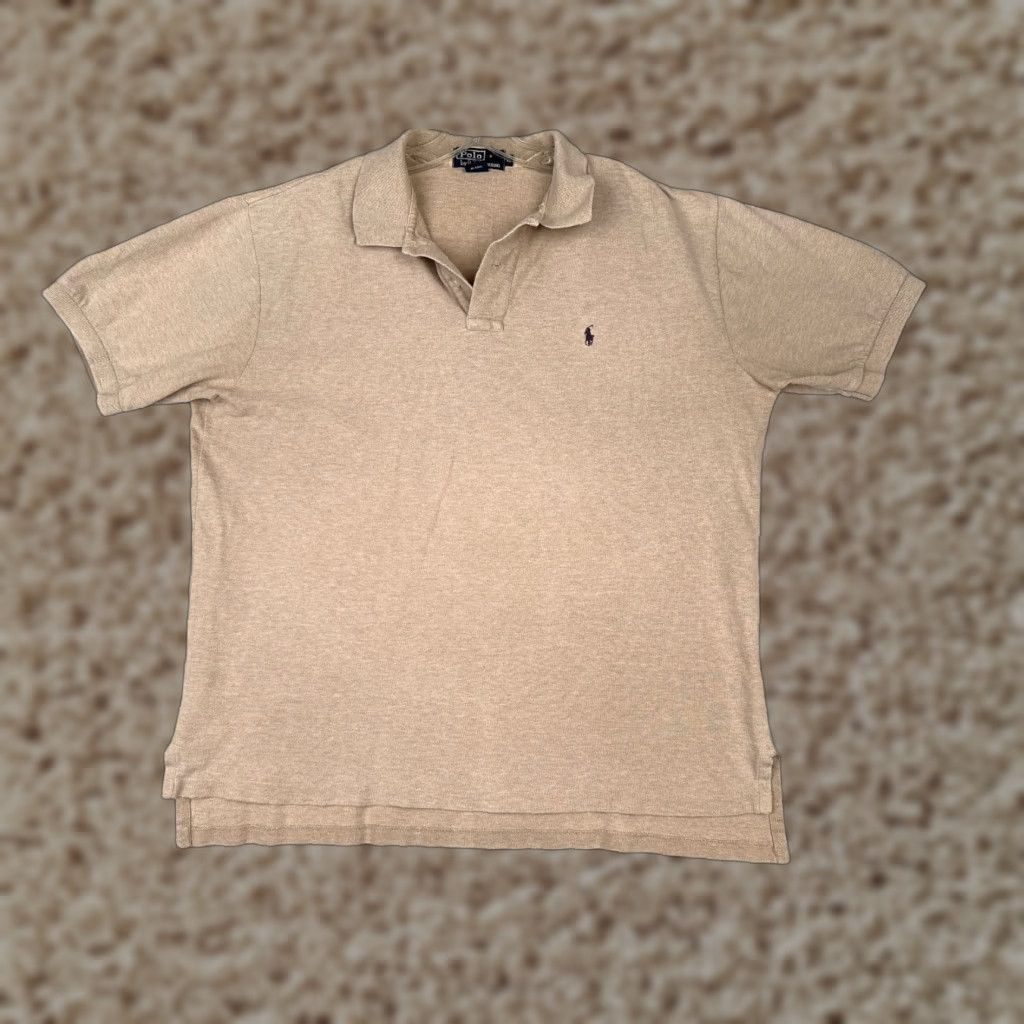 Ralph Lauren VINTAGE Ralph Lauren Polo Shirt Adult XL Beige 100% Cotton Short Sleeve Men Regular with Logo Embroidered, Polo, 90s Inspired, Sports, Golf Mens Size US XL / EU 56 / 4 - 1 Thumbnail