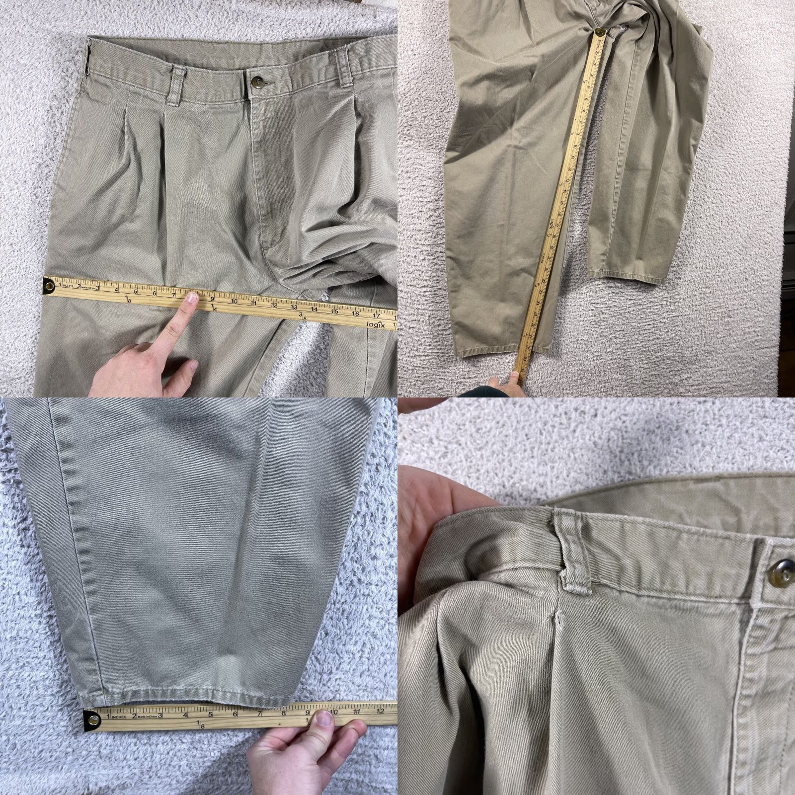 Dockers VINTAGE Dockers Pants Mens 38x30 Khaki Beige Classic Pleated Cotton Size US 37 - 8 Thumbnail