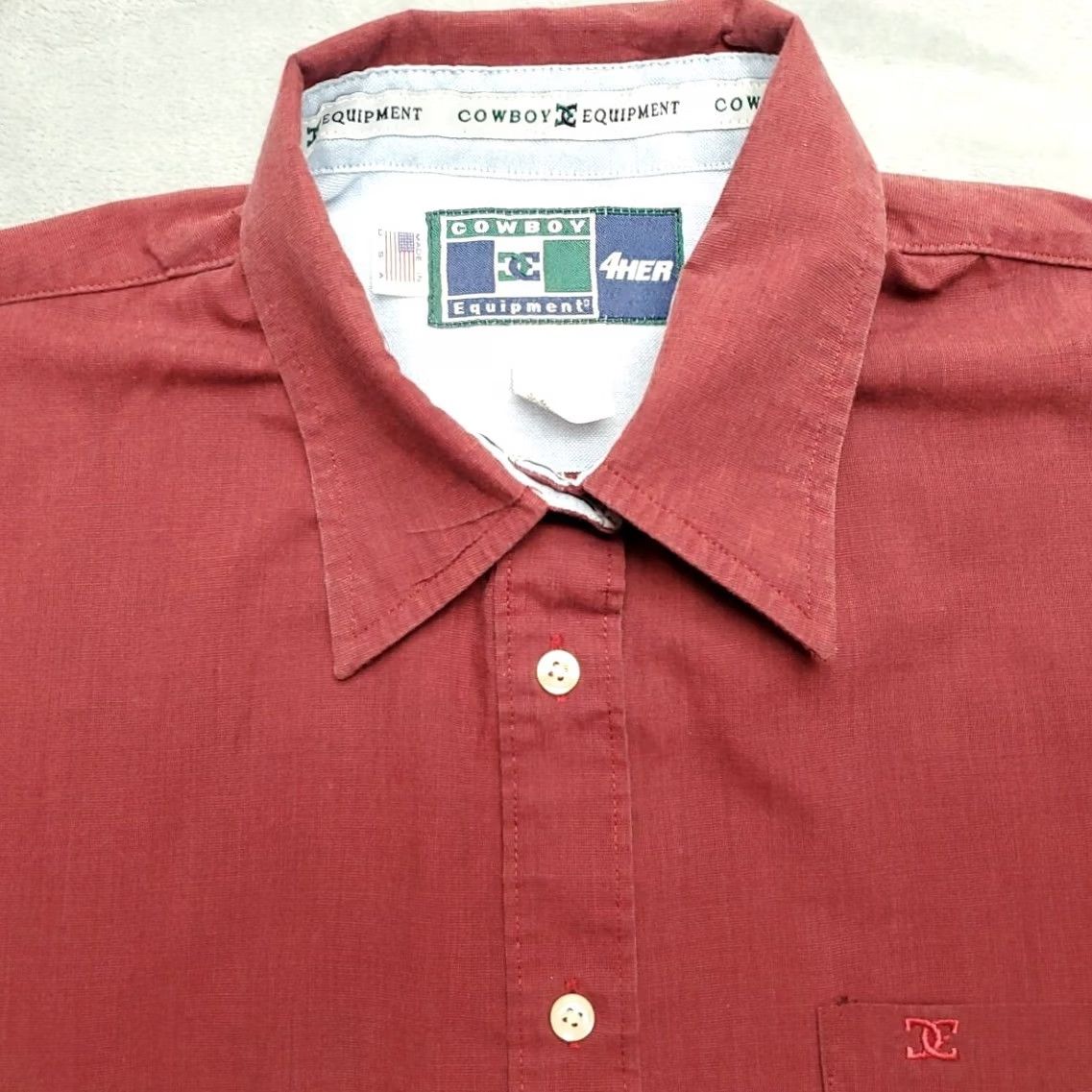 Vintage VINTAGE Cowboy Equipment 4HER Shirt Womens Large Red Western Ranch Rodeo Made in USA Shirt Womens L Red Cowboy Equipment 4HER Rails Size L / US 10 / IT 46 - 3 Thumbnail