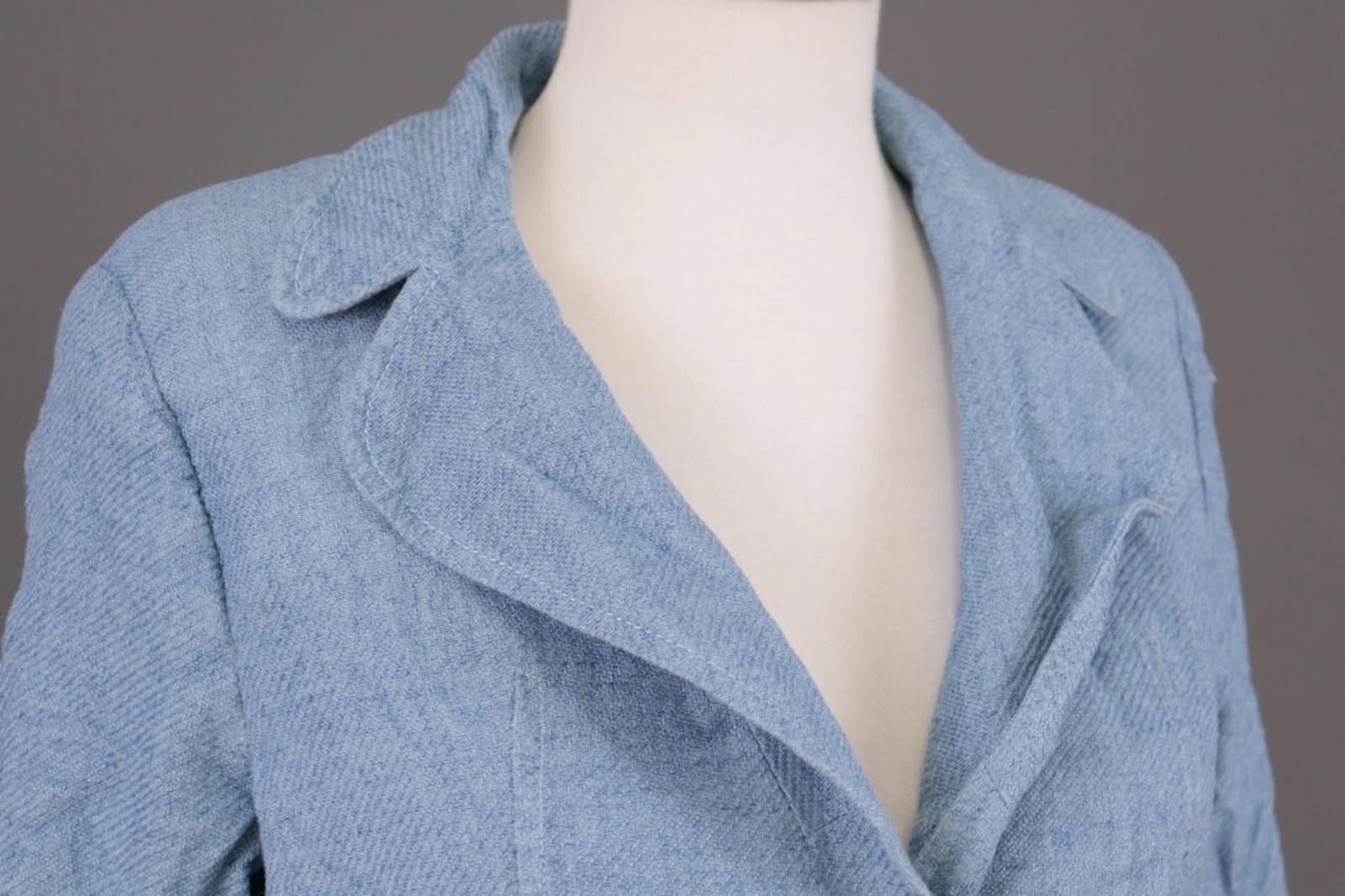 Escada Escada Blue Wool Silk Linen Blazer Lined Jacket Size 42 Size M / US 6-8 / IT 42-44 - 9 Thumbnail