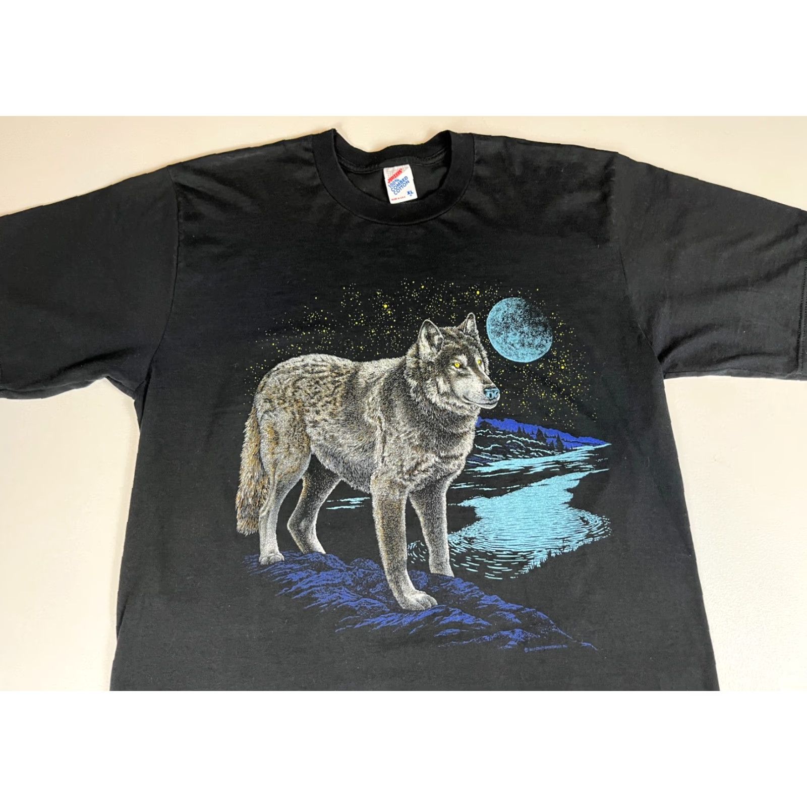 Jerzees VINTAGE Jerzees Wolf T-Shirt Men XL Black 90s Say It Wild USA Made in USA 100% Cotton Size US XL / EU 56 / 4 - 3 Thumbnail