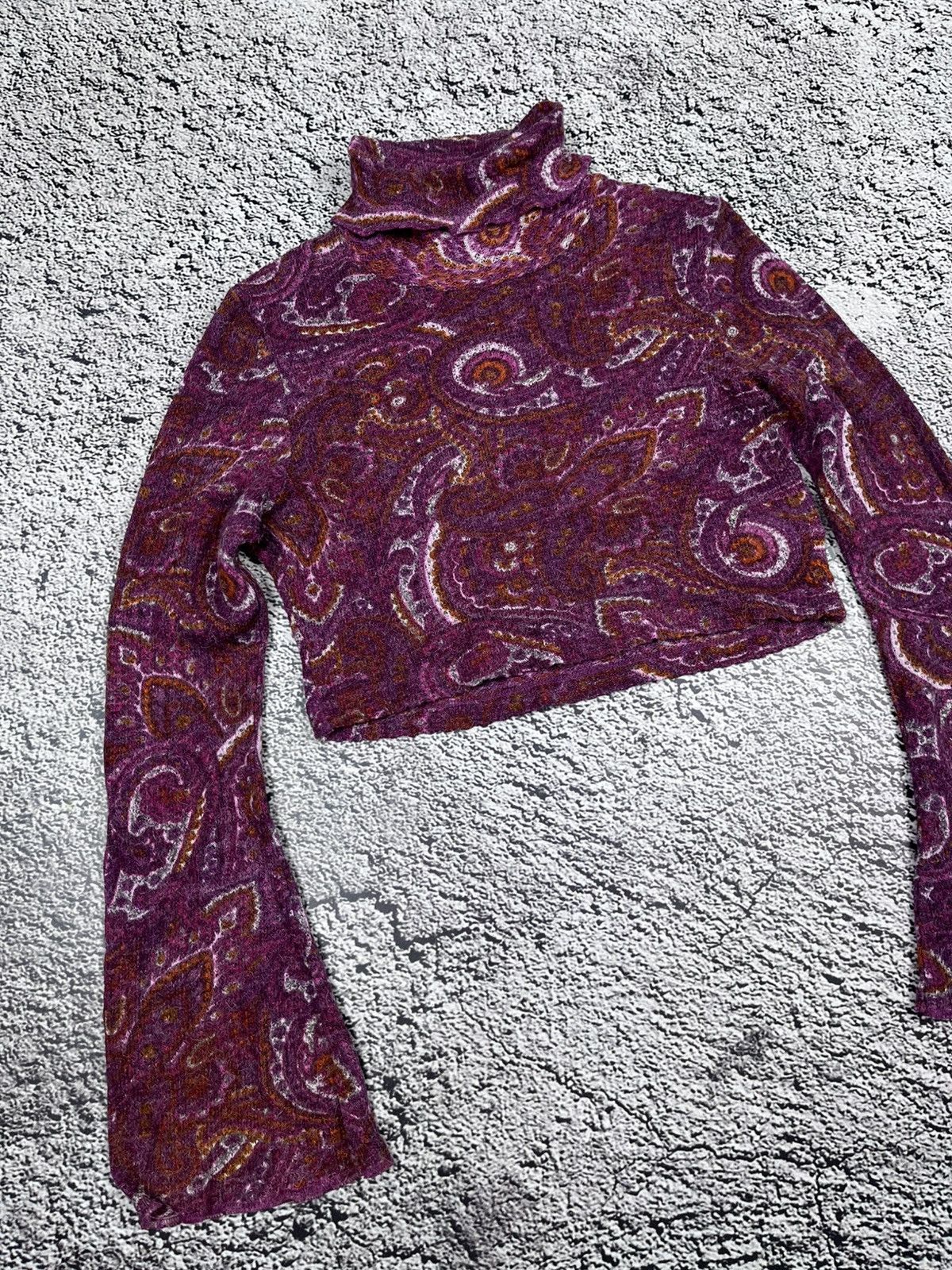 Japanese Brand Vintage Knit Abstract Cropped Turtleneck Top size M Size M / US 6-8 / IT 42-44 - 2 Thumbnail