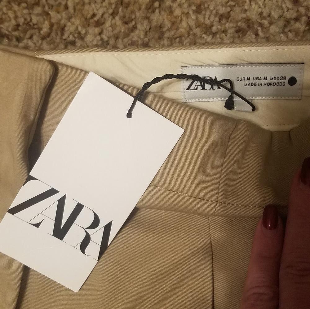 Zara NWT Zara Medium Khaki Trousers Size 32" / US 10 / IT 46 - 4 Thumbnail