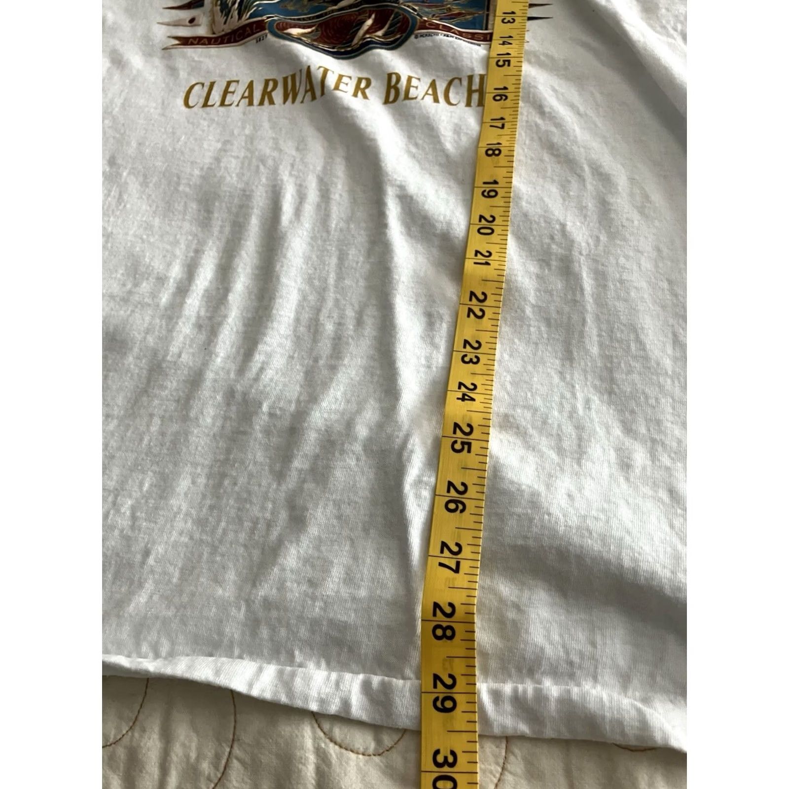 Hanes VINTAGE 90s Clearwater Beach Shirt Mens 2XL White Short Sleeve Crew Neck Sailboat Dolphins Embroidered T-Shirt Hanes Mens Size US XXL / EU 58 / 5 - 6 Thumbnail