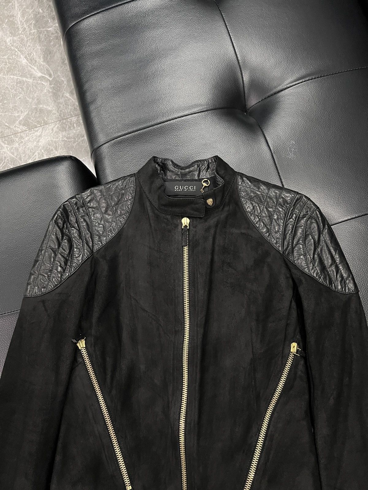 Gucci Gucci by Tom Ford 2000s Paneled Leather Biker Jacket Size US S / EU 44-46 / 1 - 3 Thumbnail
