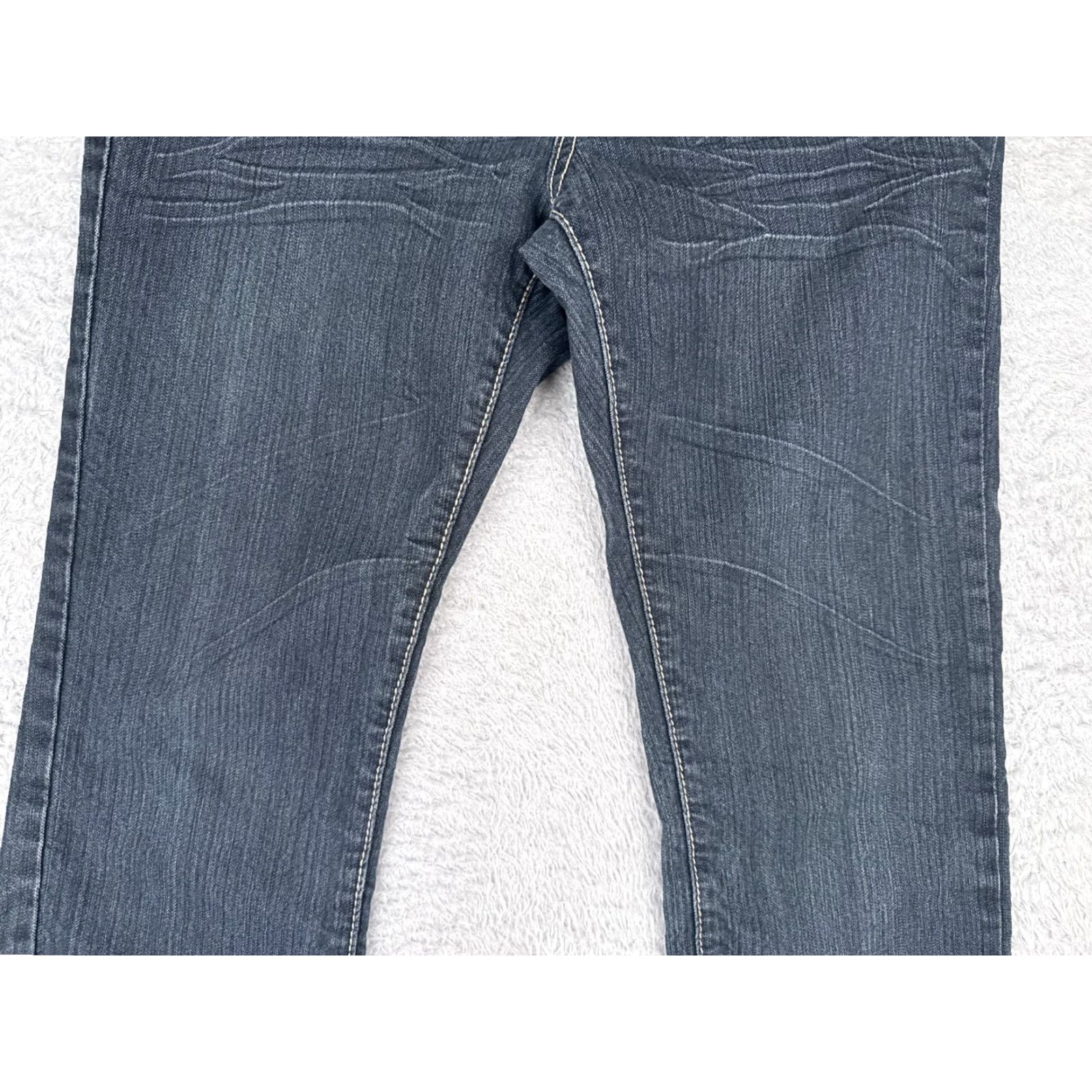 Denime Suko Jeans Women 10 Blue Denim Jean Crop Mid Rise Embellished Distressed Zipper 30x21 Bootscut Cotton Size 32" / US 10 / IT 46 - 3 Thumbnail