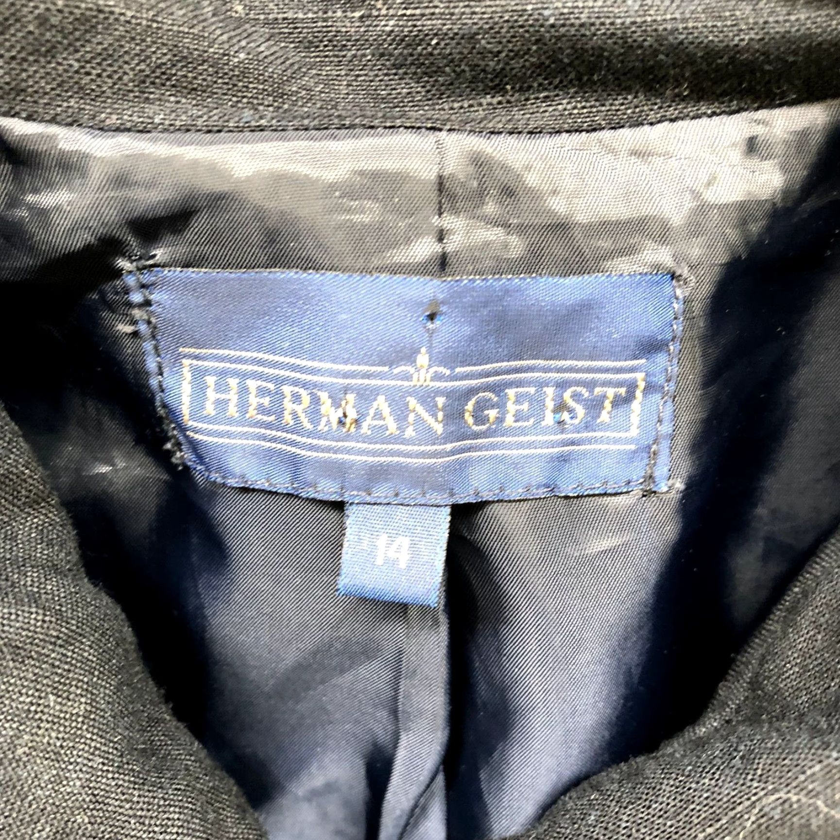 Vintage Herman Geist Womens Linen Blend Blazer Navy Blue Size 14 Minimalist Size XL / US 12-14 / IT 48-50 - 5 Thumbnail