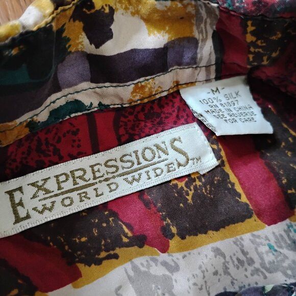 Other Vintage Expressions Abstract Geometric Silk Button Shirt Size US M / EU 48-50 / 2 - 4 Thumbnail