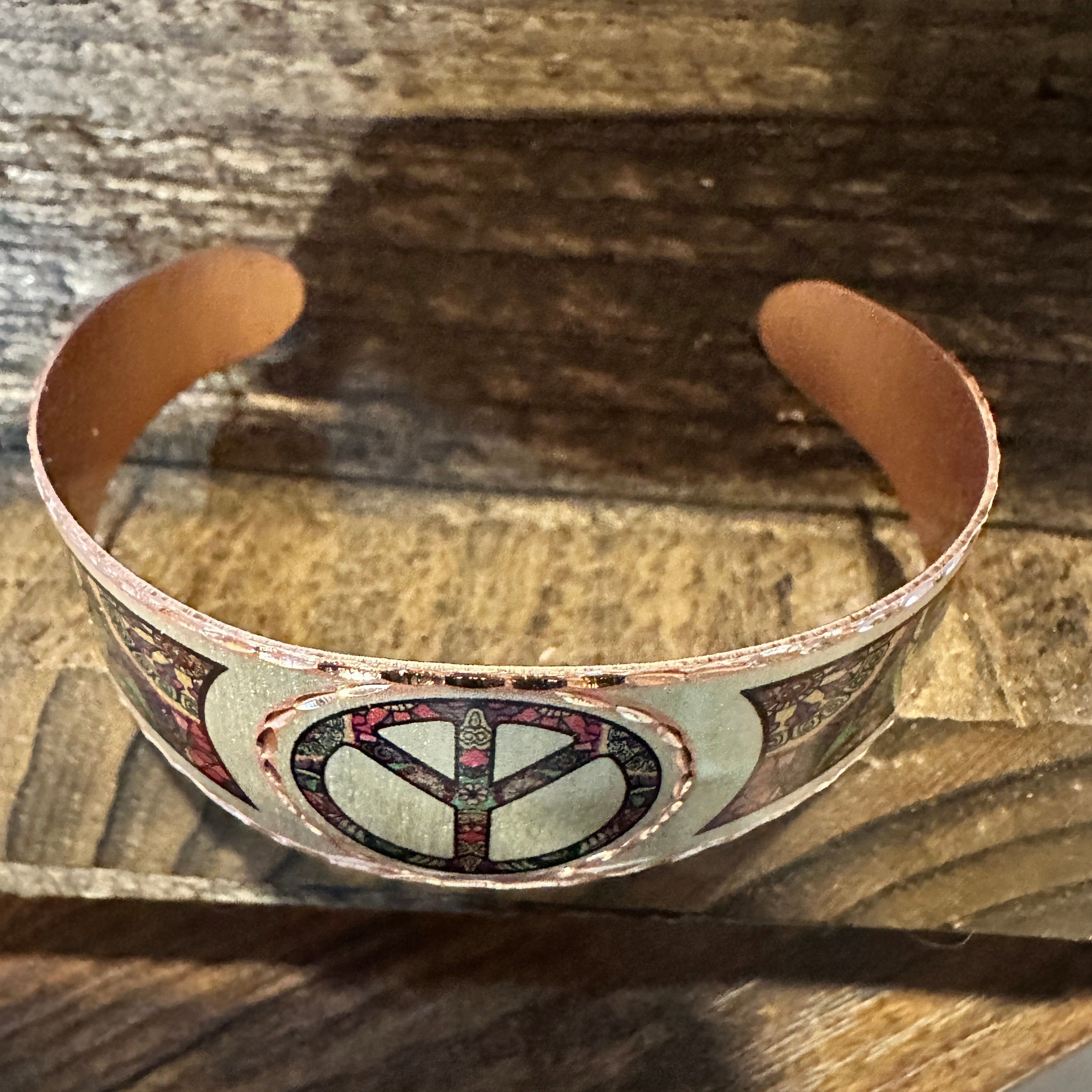 Other Handmade Boho Copper Wide Cuff Bracelet, Diamond Cut Hippie Size ONE SIZE - 4 Thumbnail