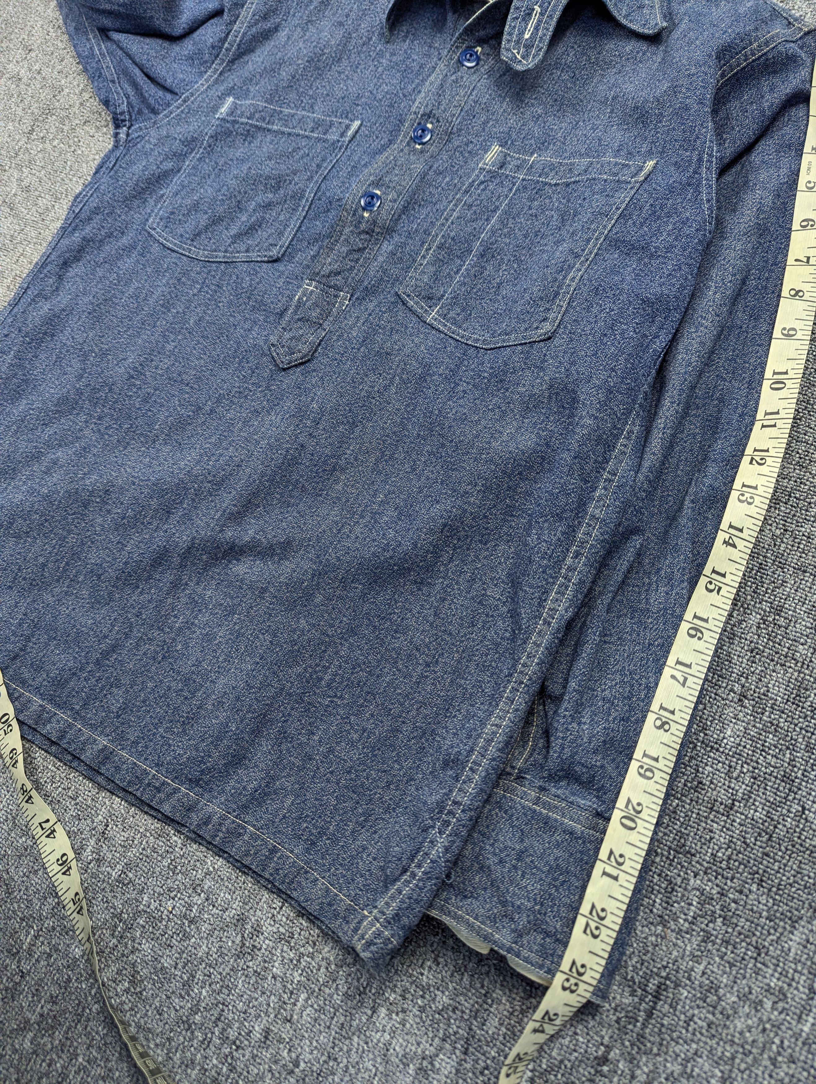 Sugar Cane Sugar Cane Men's Long Sleeve Pullover Work Denim Shirt Size US M / EU 48-50 / 2 - 15 Thumbnail