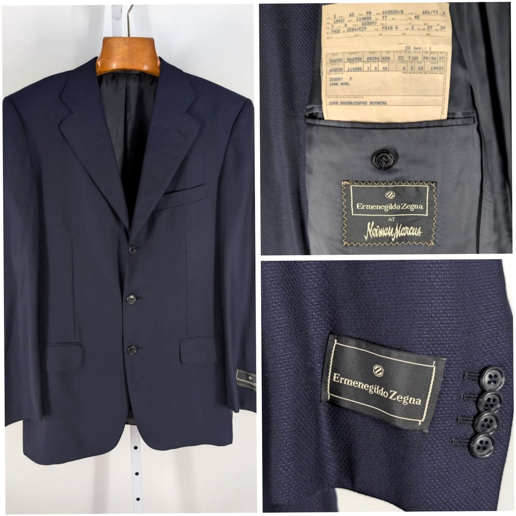 Ermenegildo Zegna VINTAGE Ermenegildo Zegna Blazer Jacket 48 Navy NWT 15 Milmil 15 Wool Texture Italy Men Blazer NWT 48 Mens Style Jacket Size 48R - 2 Thumbnail