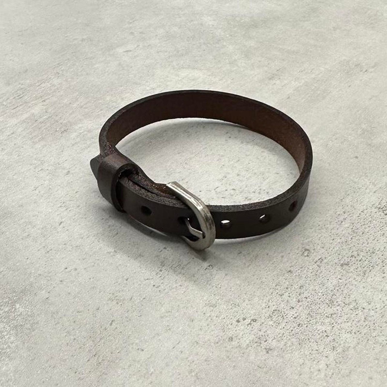 Vintage Y2k Brown Leather Belted Bracelet 2000s Style Cuff Bracelet Size ONE SIZE - 1 Thumbnail