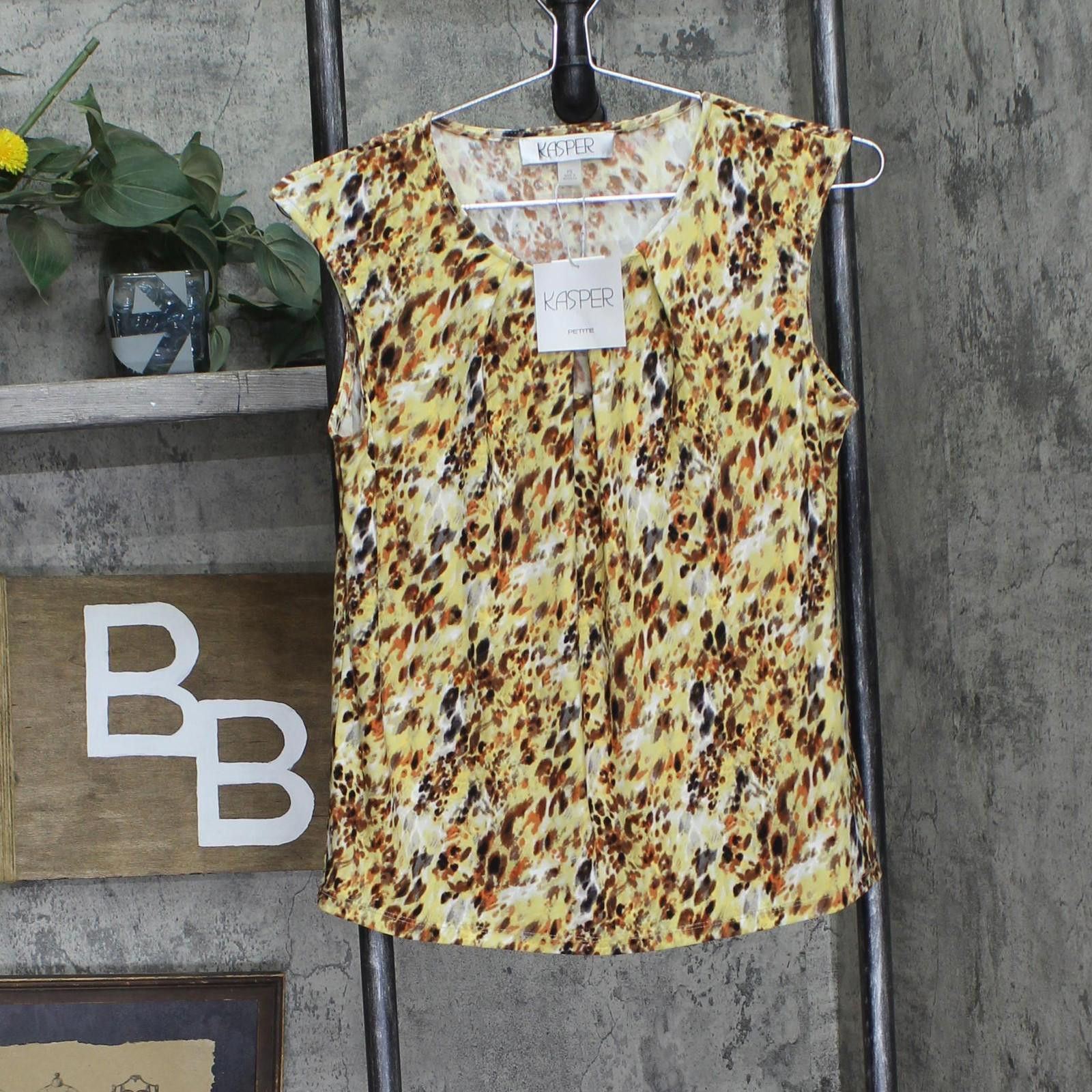 Other Nwt Kasper Knit Blouse Shirt Top Daffodil Yellow Multi Ps Size S / US 4 / IT 40 - 1 Thumbnail
