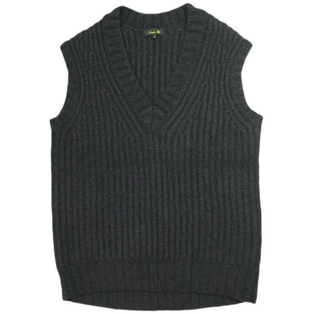 Other Other Drawer 3G Ribbed V-Neck Knit Vest Wool Camel Nylon Pullover Others Tops 6518-105-0496 DUTY FREE for USA Size ONE SIZE - 1 Thumbnail