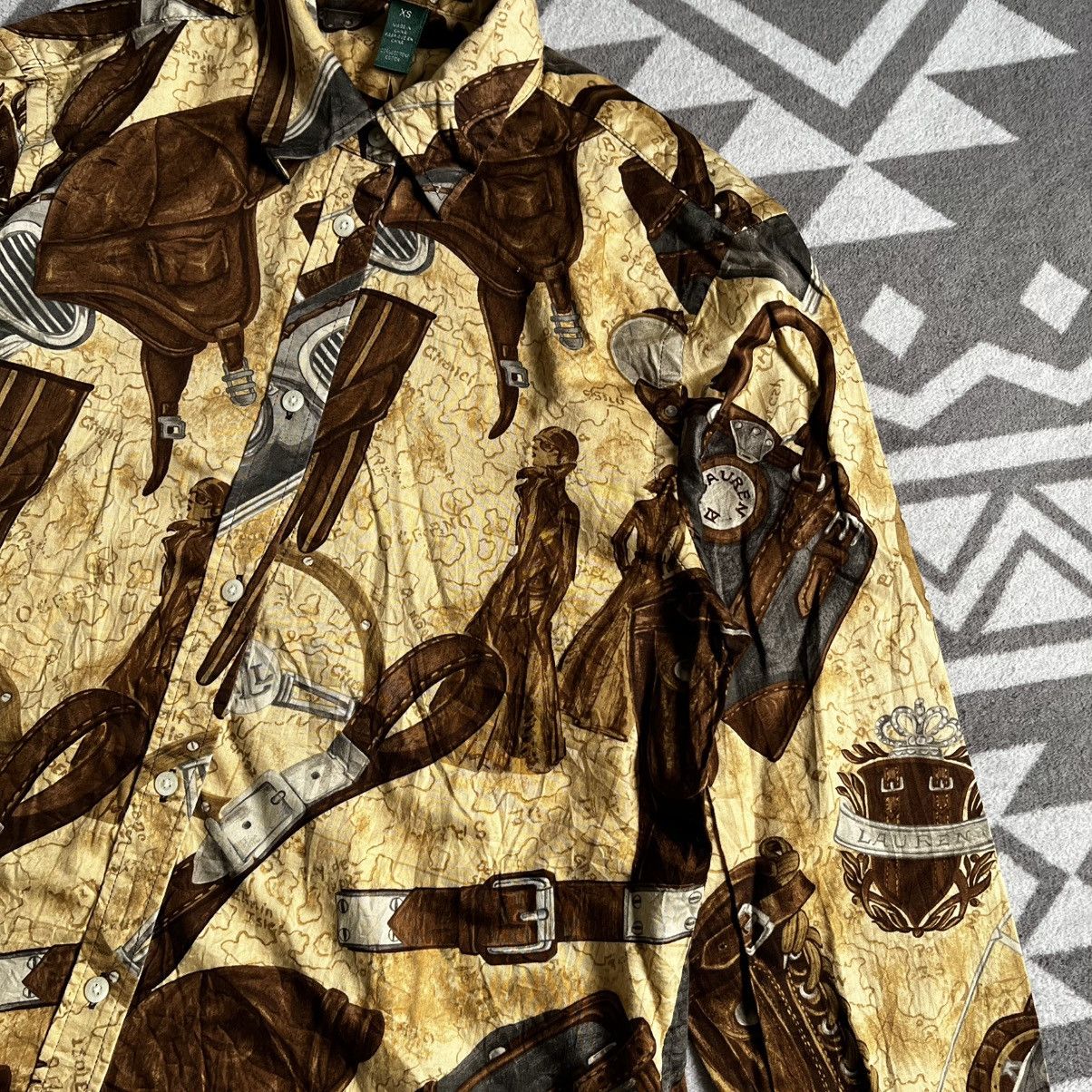 Ralph Lauren Vintage Lauren Ralph Lauren Equestrian Print Shirt – RARE Size XS / US 0-2 / IT 36-38 - 6 Thumbnail