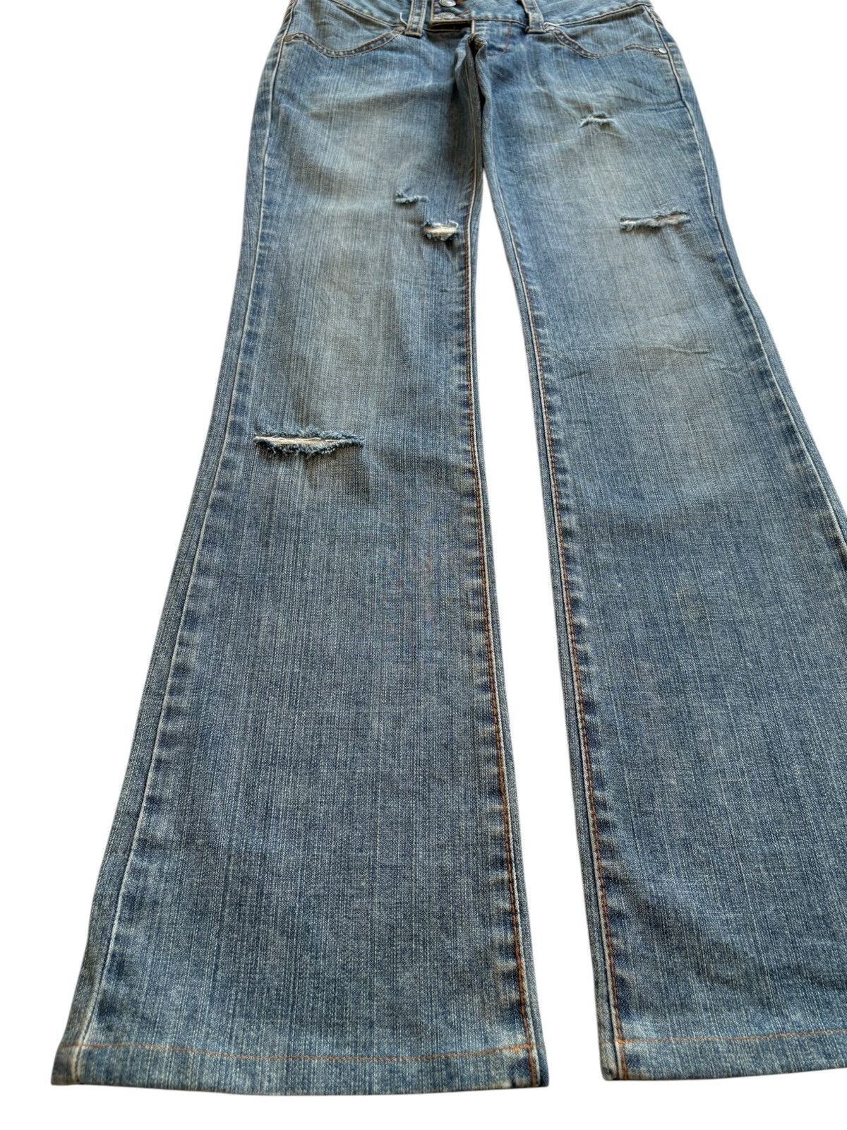 Japanese Brand × Uniqlo Vintage Uniqlo Mud Wash Distressed Bootcut Flare Blue Jeans Size US 28 / EU 44 - 6 Thumbnail