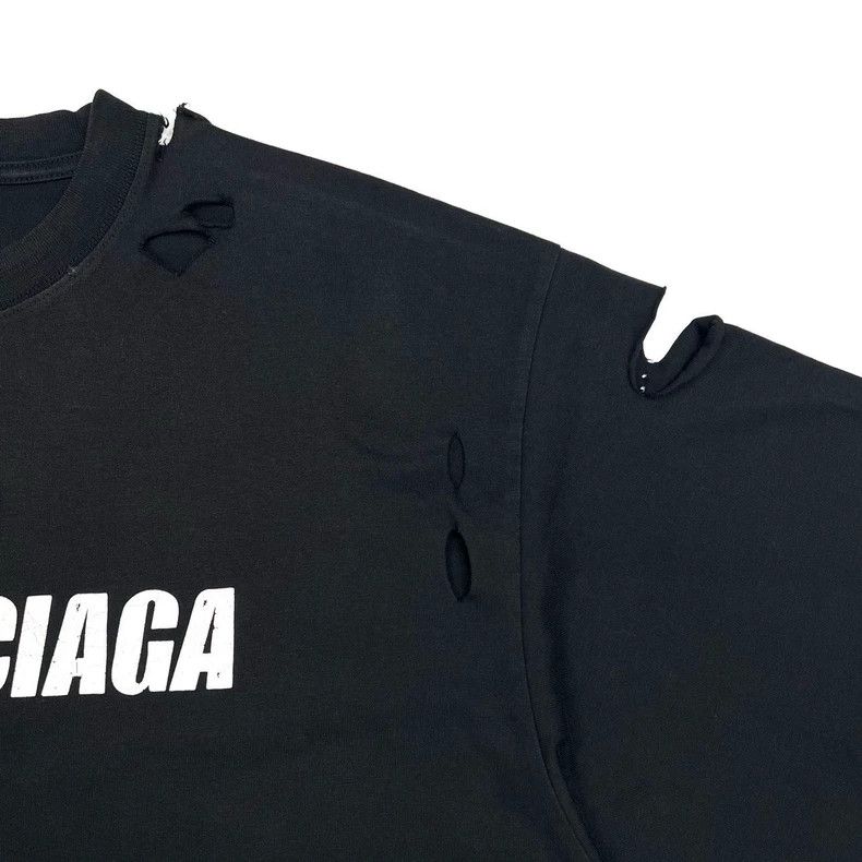 Balenciaga Balenciaga Black large ripped classic lettering logo distr Size US XS / EU 42 / 0 - 7 Thumbnail