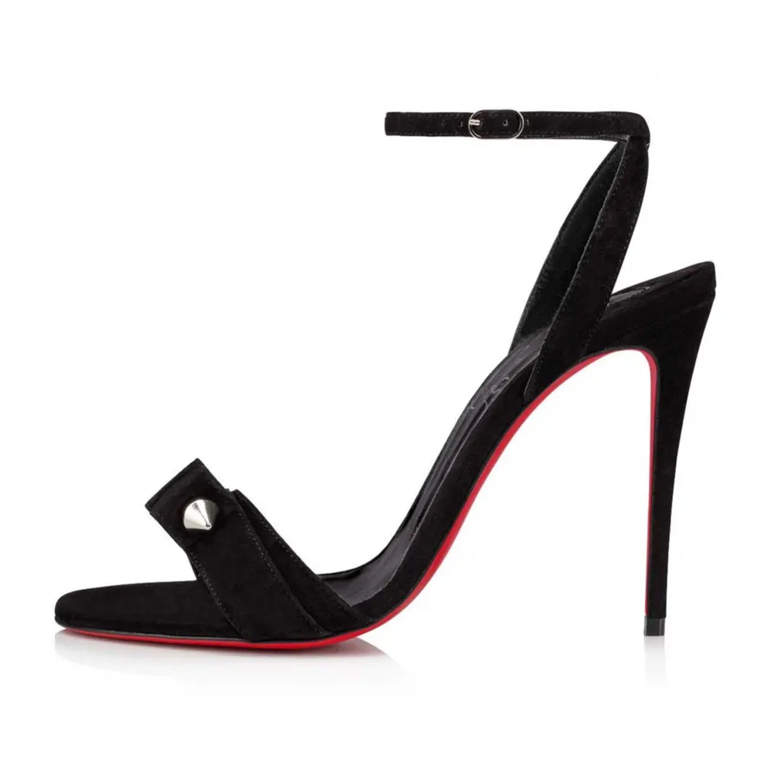 Christian Louboutin Umberta 100 Black Suede Ankle Strap Sandal Heel Pump 41 Size US 11 / IT 41 - 3 Thumbnail