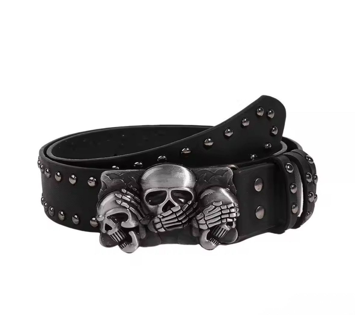 Japanese Brand Unisex Trendy Gothic Punk Skulls Buckle Belt Size 32 - 1 Thumbnail