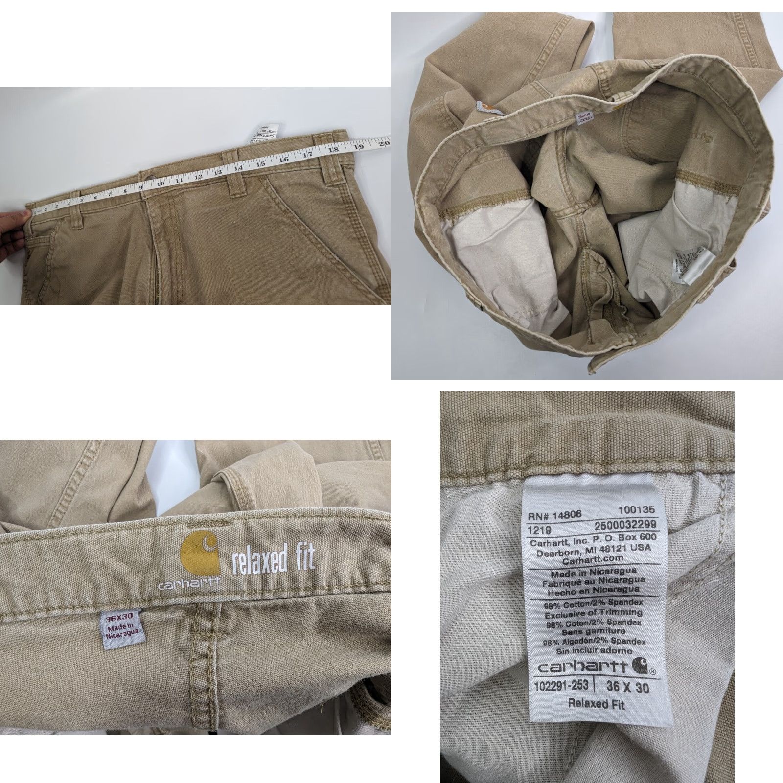 Carhartt Carhartt Pants - 36x30 - Khaki Canvas Relaxed Fit - 5-Pocket Carpenter Workwear Mens Regular Belt Loops Carhartt Logo Size US 36 / EU 52 - 8 Thumbnail
