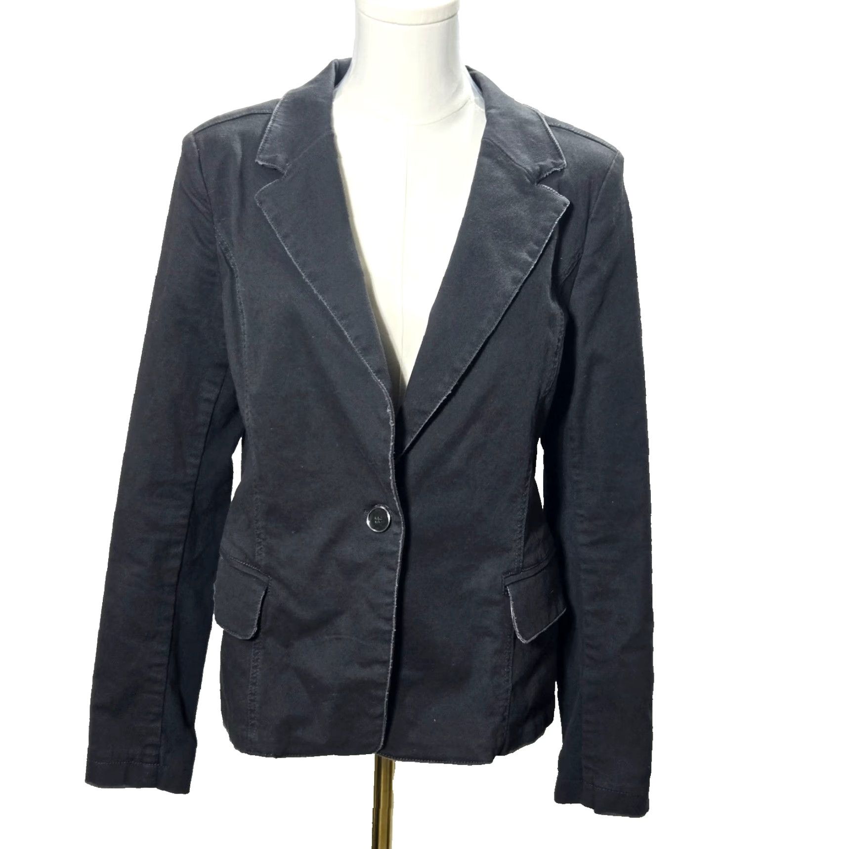 Vintage VINTAGE Peyton Jensen Blazer Womens One Button Gray Size Medium Cropped Jacket Coat Size M / US 6-8 / IT 42-44 - 2 Thumbnail