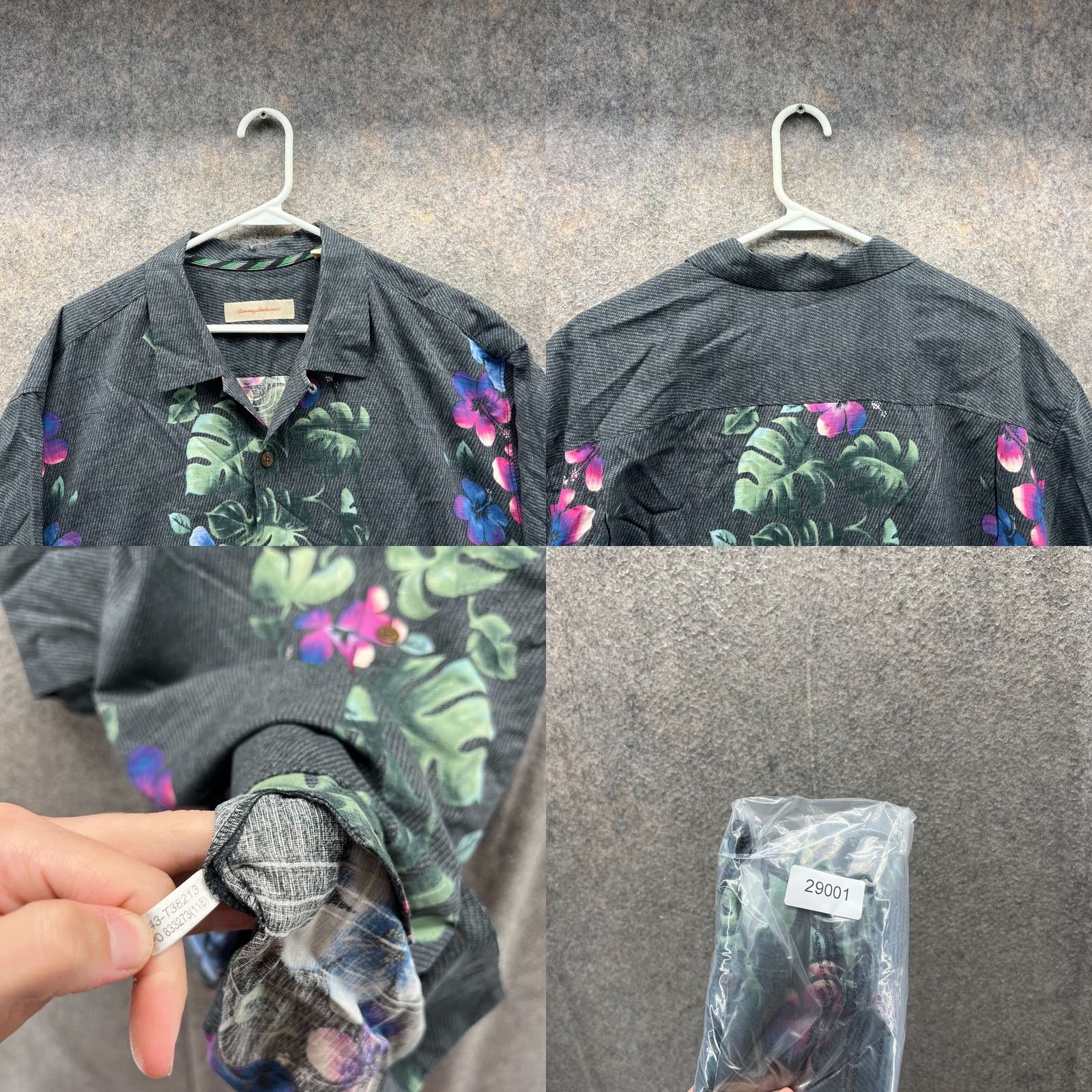 Tommy Bahama Tommy Bahama Shirt XL Gray Floral Silk Button Down Hawaiian Botanic Nightshade Mens Regular Button-Up Collared Classic Hawaiian Theme All Seasons Size US XL / EU 56 / 4 - 8 Thumbnail