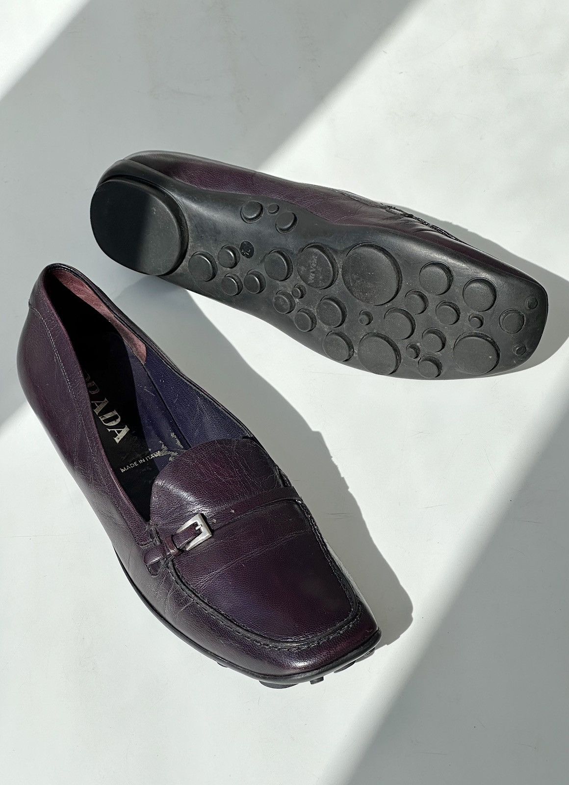 PRADA Bubble Sole Purple Leather Loafers 2000s Vintage shoes