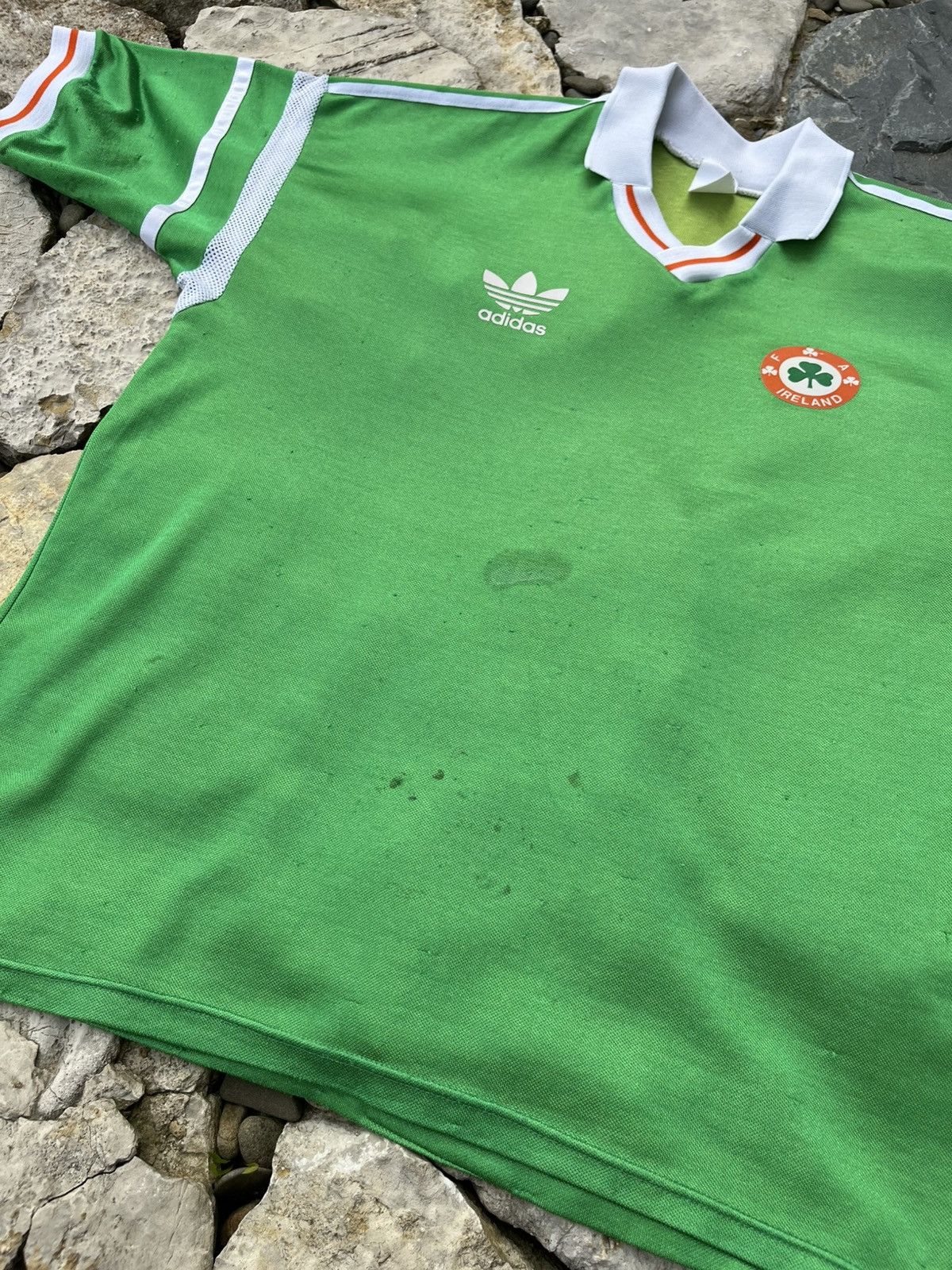 Adidas × Vintage Vintage 80s Adidas Ireland soccer jersey national team lucky Size US L / EU 52-54 / 3 - 14 Thumbnail