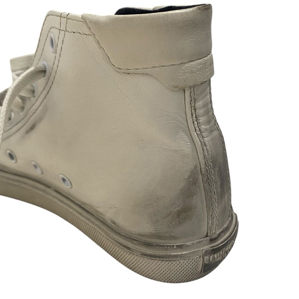 Saint Laurent Paris $695 Bedford White Distressed Leather High-Top Sneaker Size US 5 / IT 35 - 19 Thumbnail