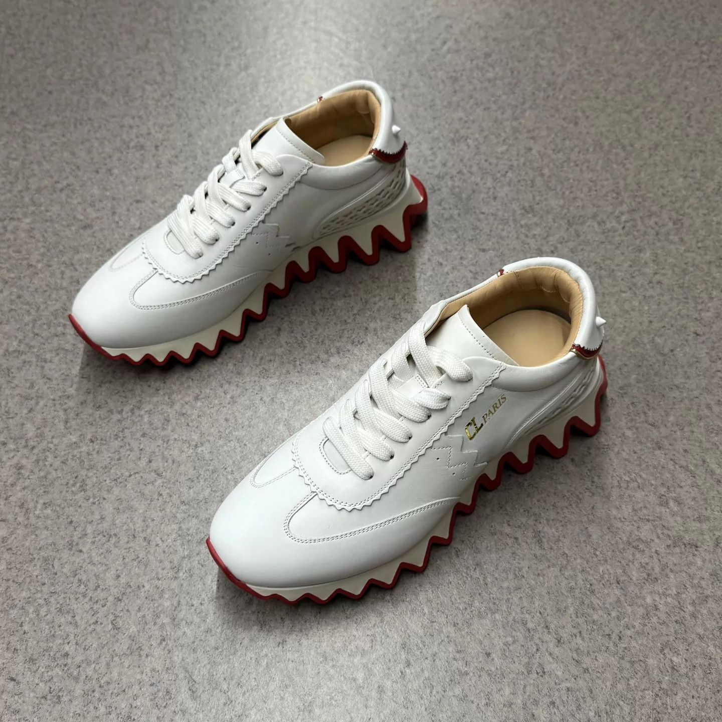 Christian Louboutin CL White Leather Red Sole Sneaker 40 Like New Size US 7 / EU 40 - 5 Thumbnail