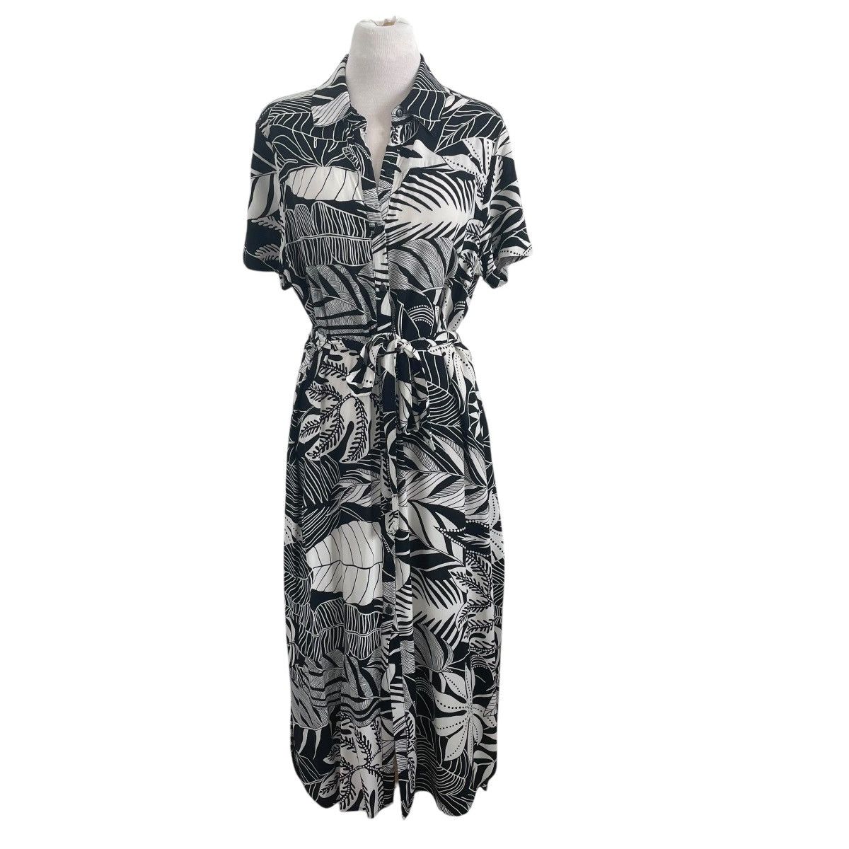 Farm Rio FARM Rio Adonidia Shirtdress Midi Large Black White Size L / US 10 / IT 46 - 5 Thumbnail