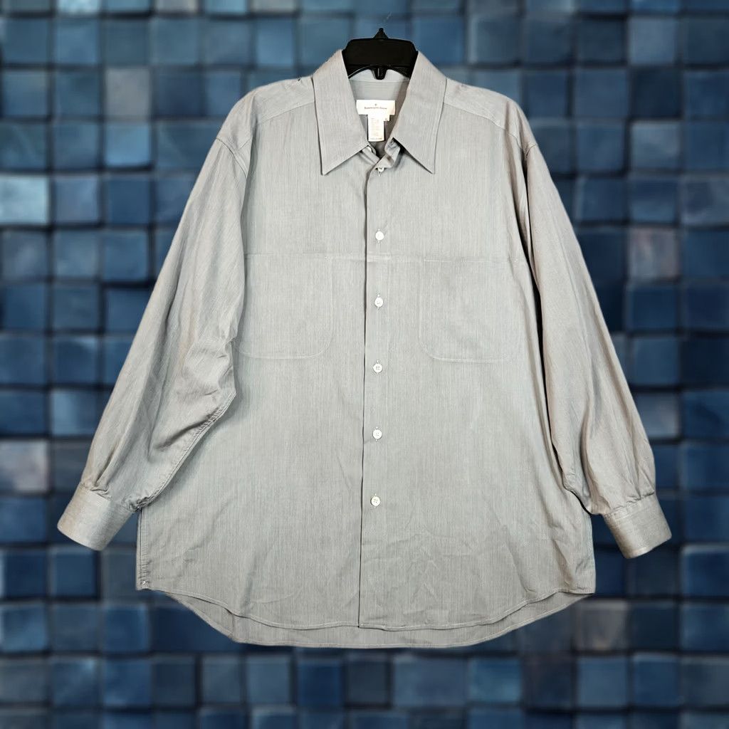 Ermenegildo Zegna VINTAGE Ermenegildo Zegna Shirt XL Button-Up Gray Solid Long Sleeve Mens Size US XL / EU 56 / 4 - 1 Thumbnail
